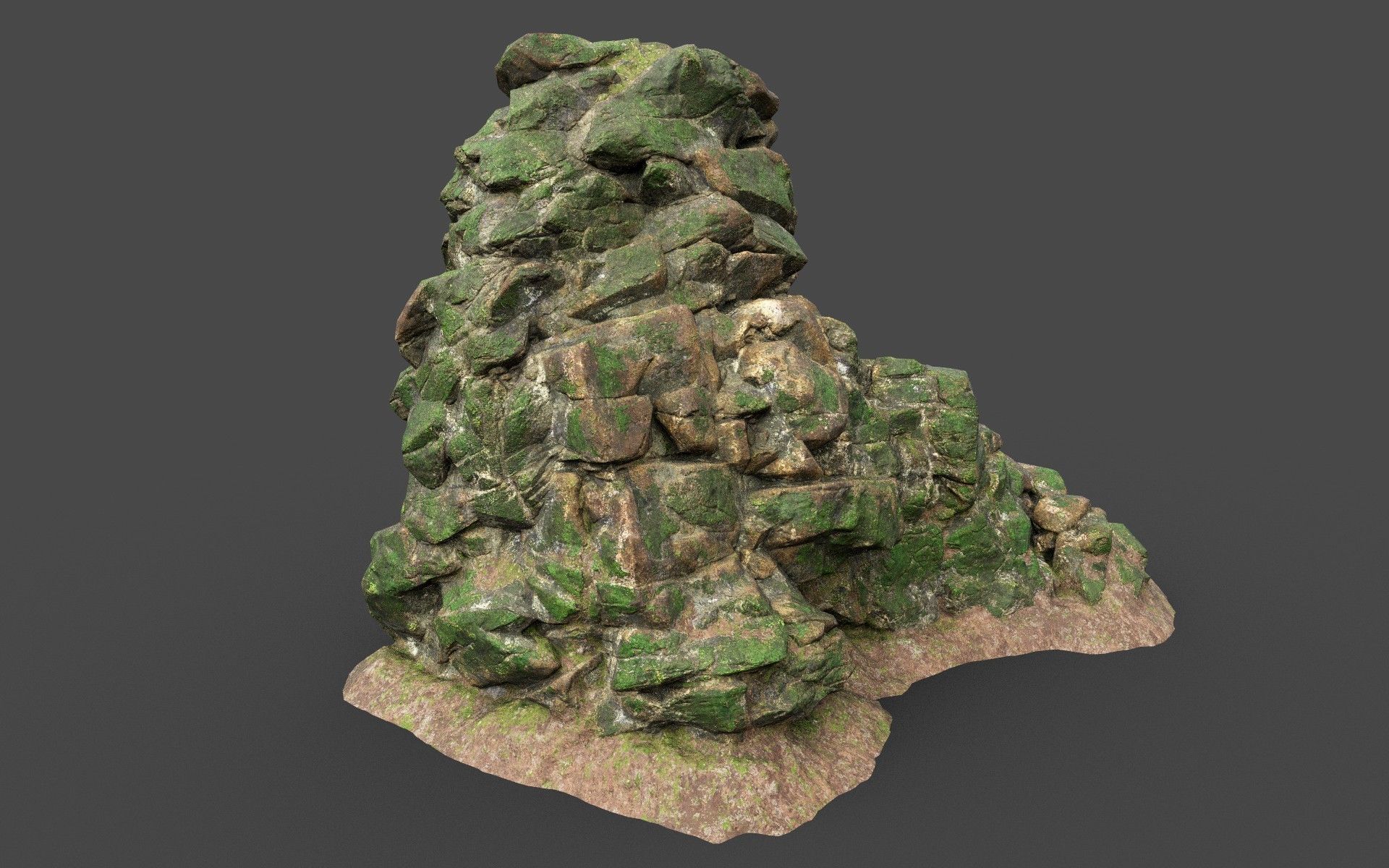 Low poly Mossy Jungle Cliff 210323 Low-poly 3D model_34
