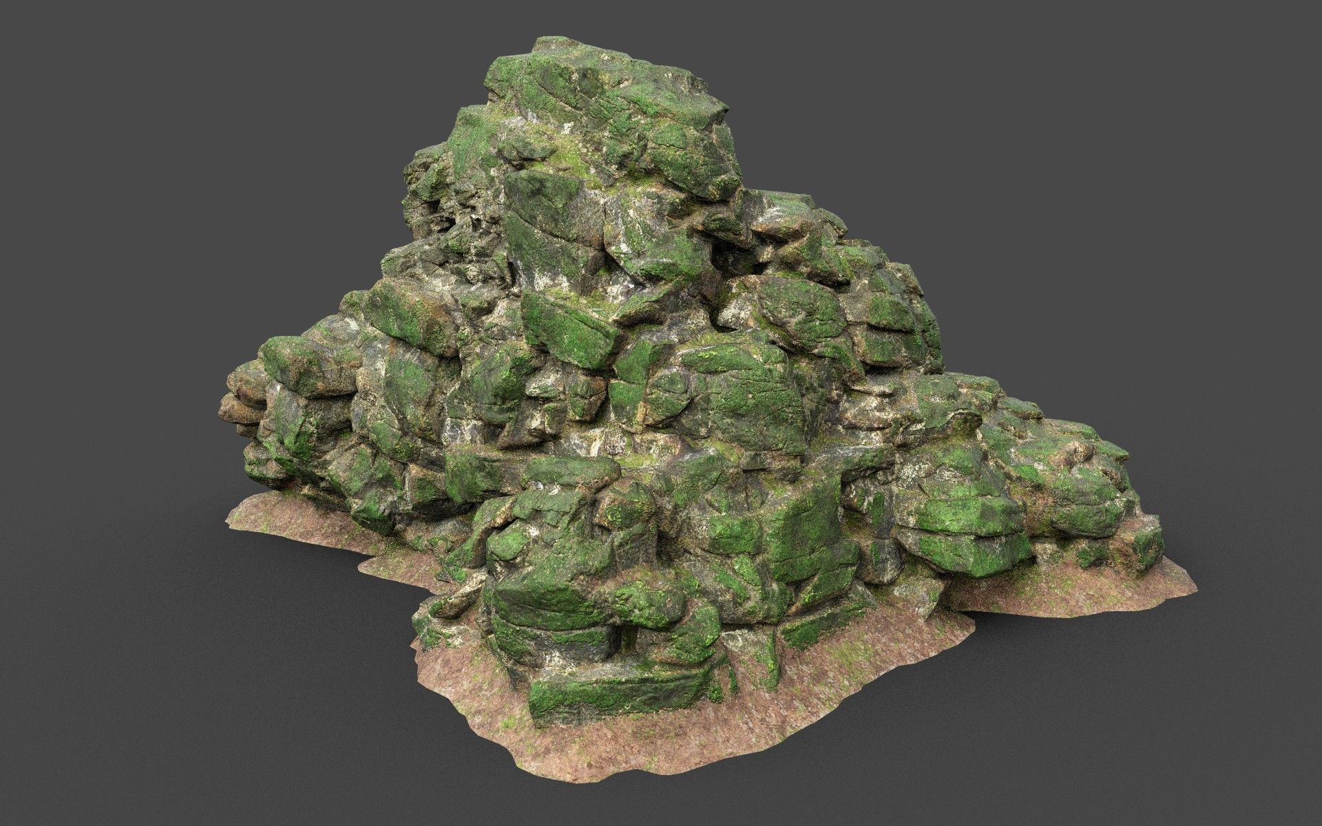Low poly Mossy Jungle Cliff 210323 Low-poly 3D model_43