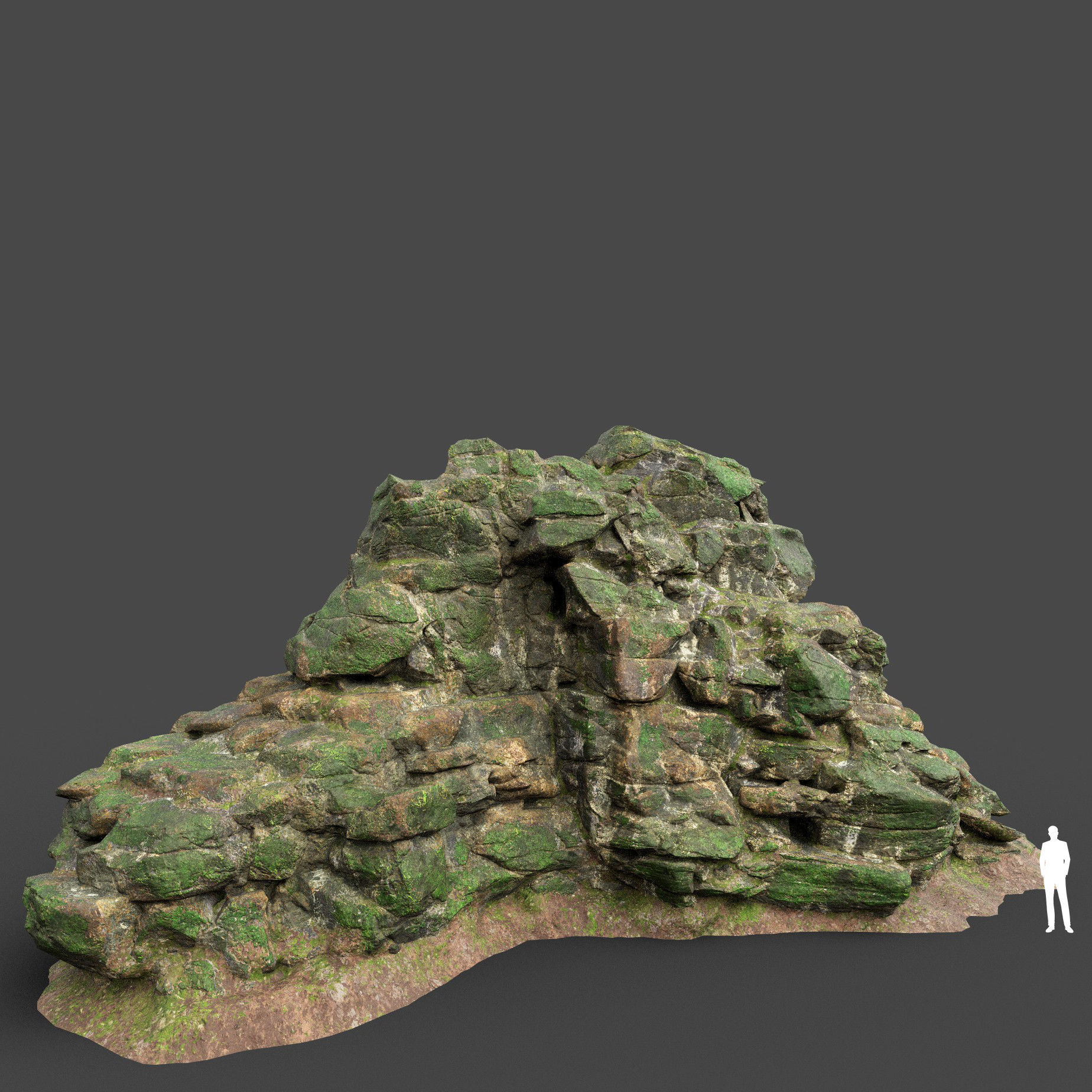 Low poly Mossy Jungle Cliff 210323 Low-poly 3D model_26