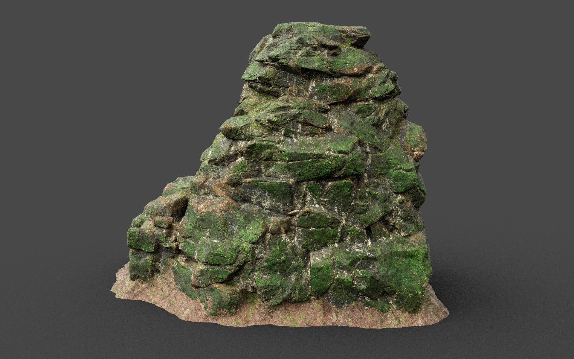 Low poly Mossy Jungle Cliff 210323 Low-poly 3D model_33