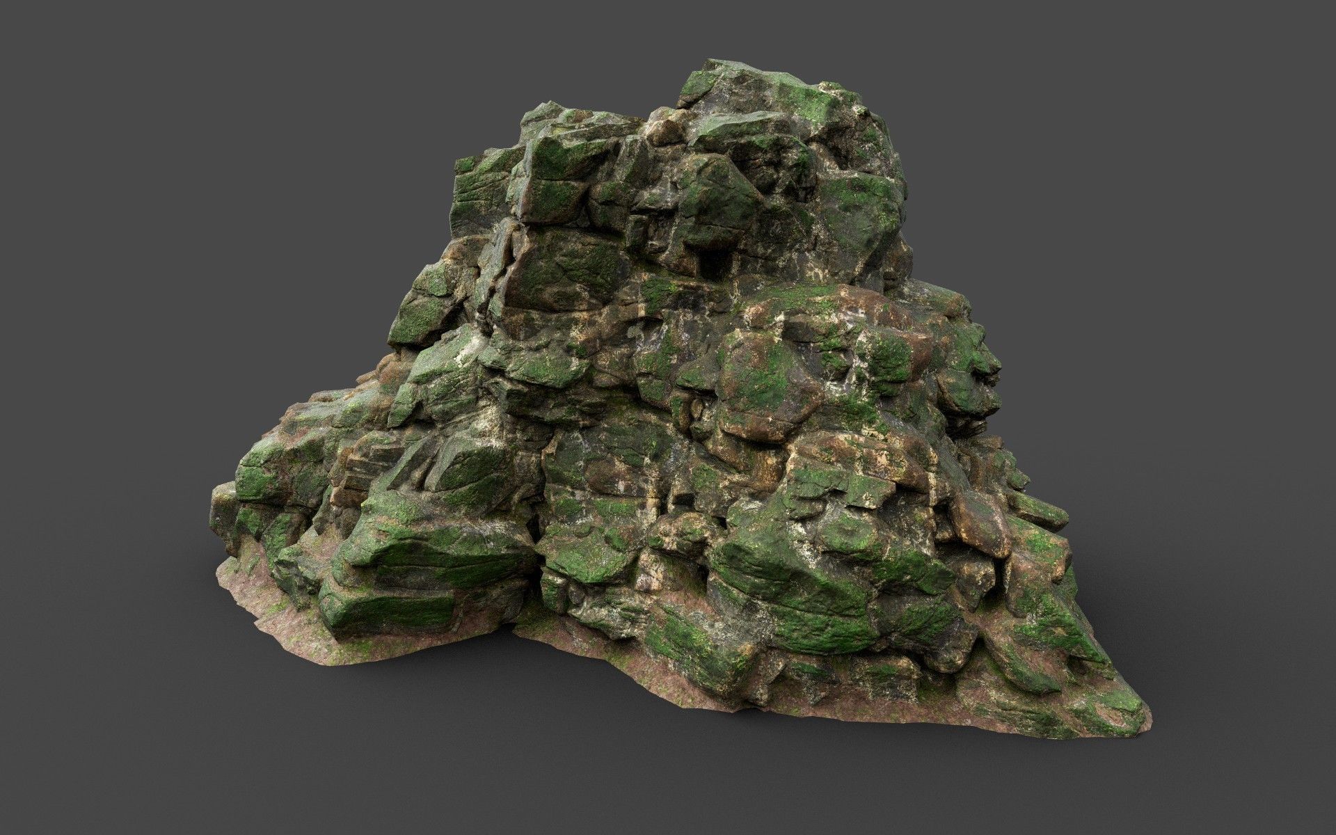 Low poly Mossy Jungle Cliff 210323 Low-poly 3D model_47
