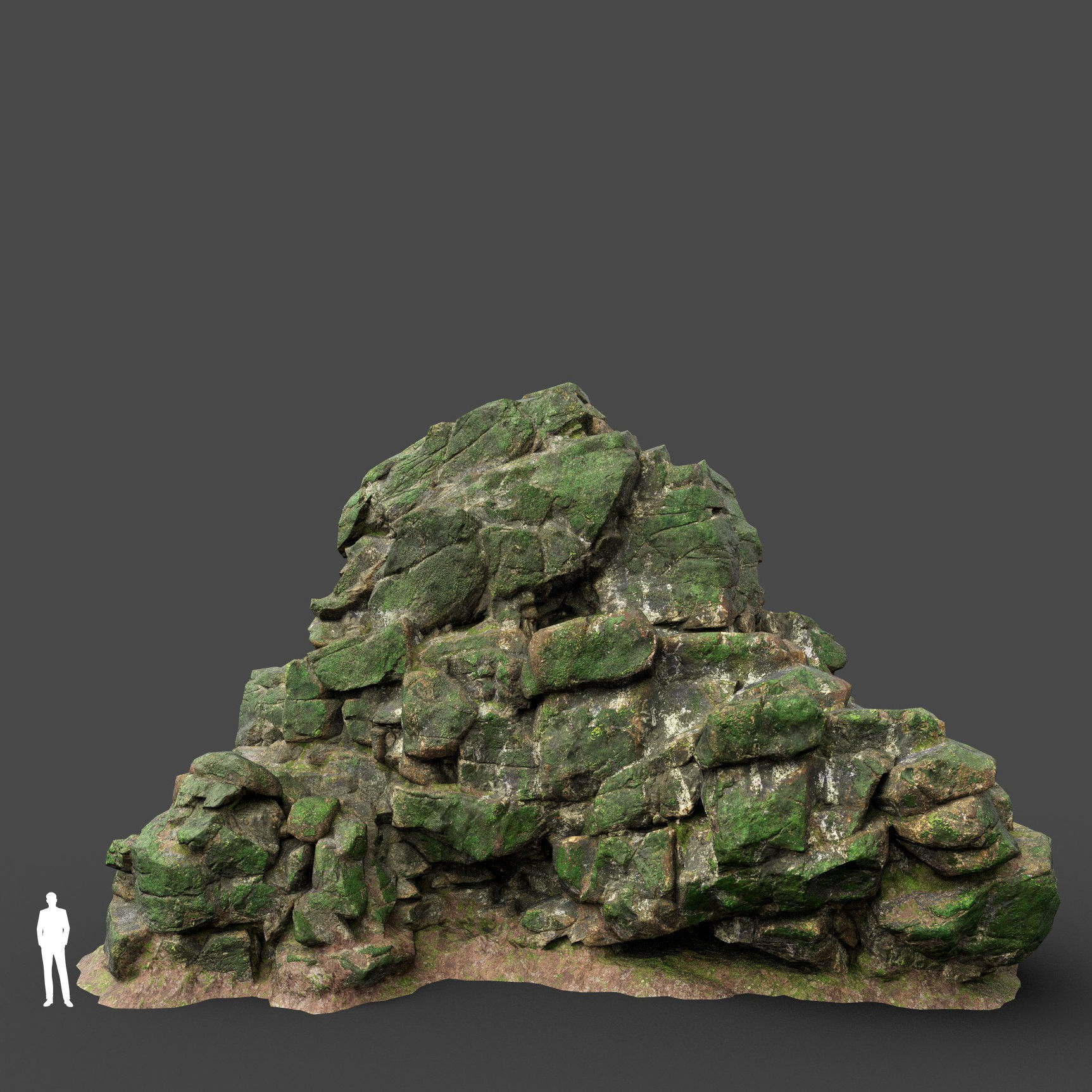 Low poly Mossy Jungle Cliff 210323 Low-poly 3D model_16