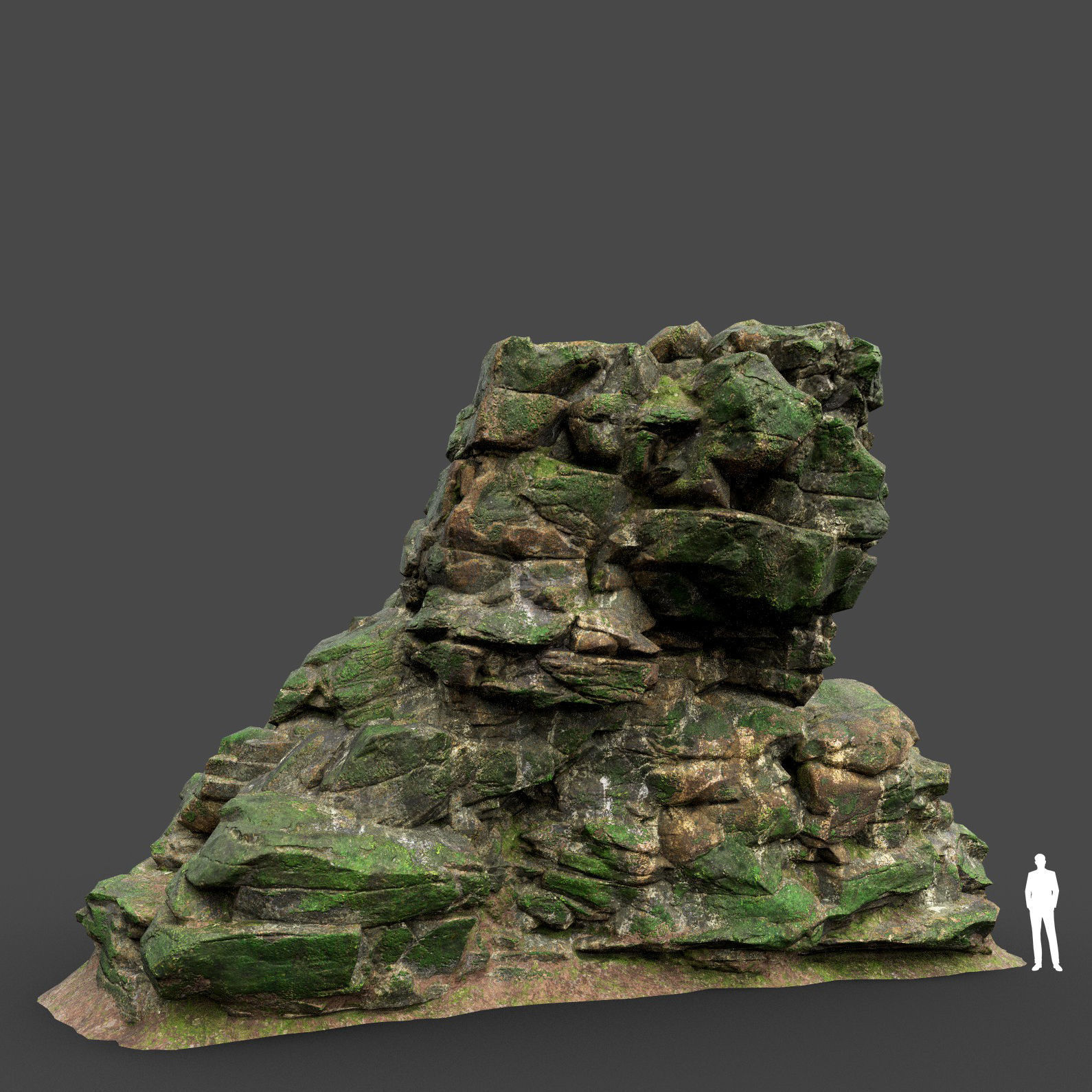 Low poly Mossy Jungle Cliff 210323 Low-poly 3D model_21