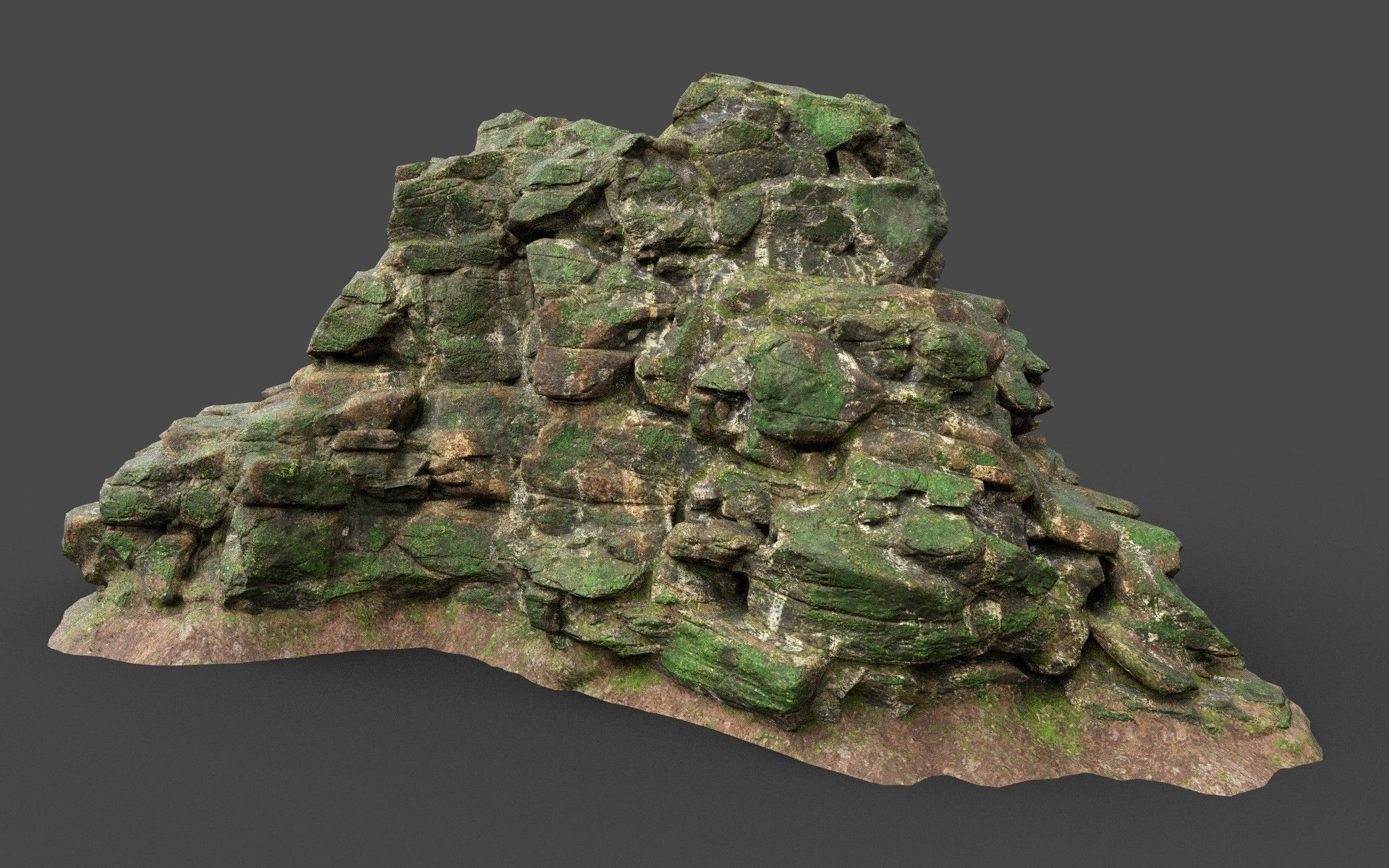 Low poly Mossy Jungle Cliff 210323 Low-poly 3D model_29