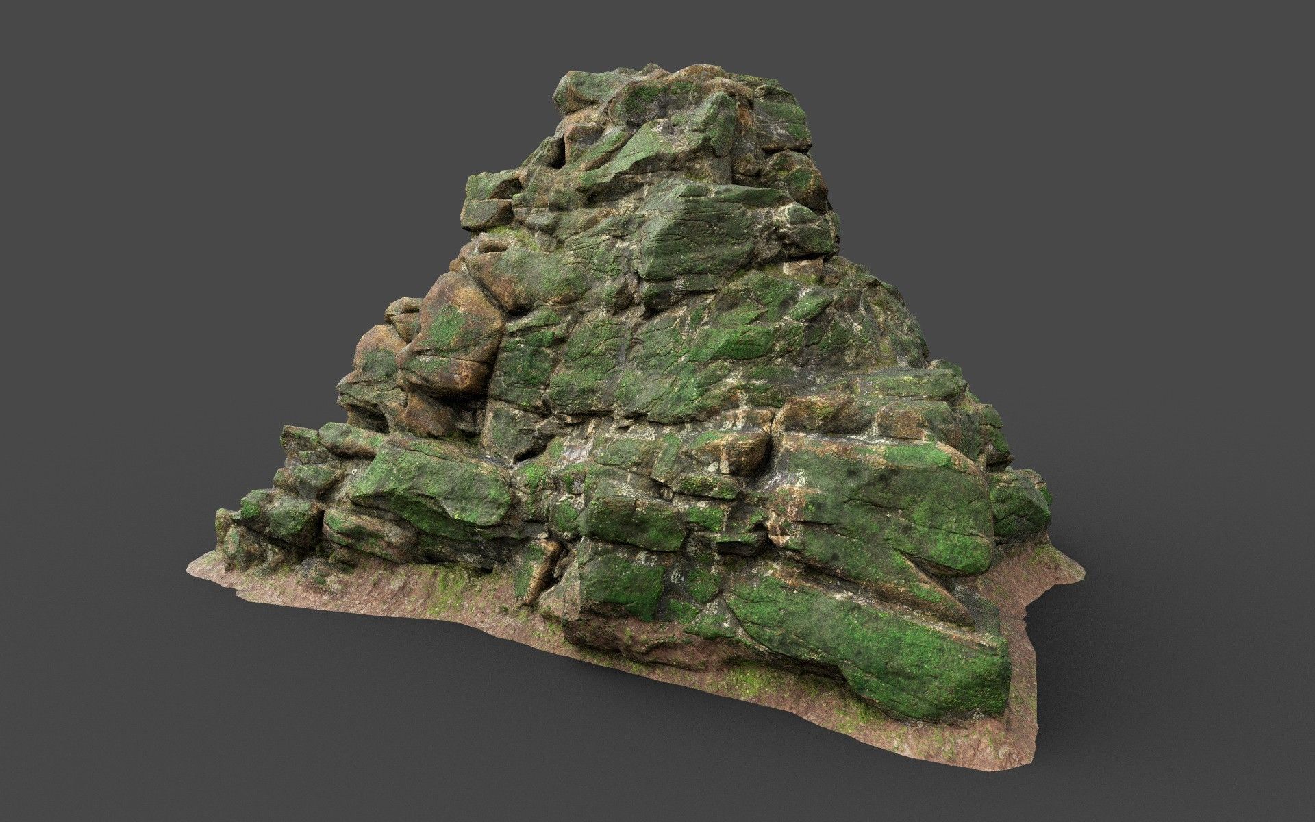 Low poly Mossy Jungle Cliff 210323 Low-poly 3D model_22