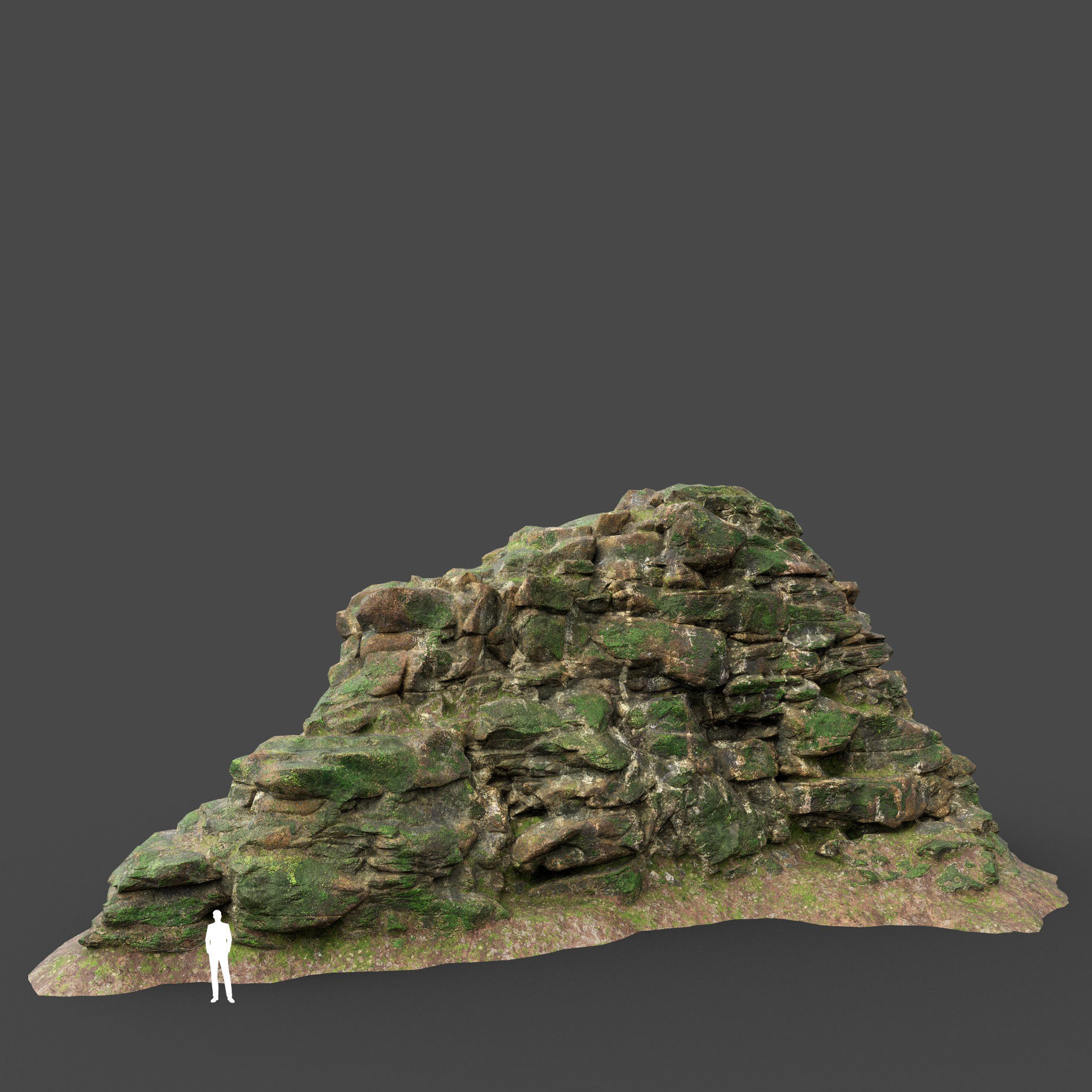 Low poly Mossy Jungle Cliff 210323 Low-poly 3D model_36