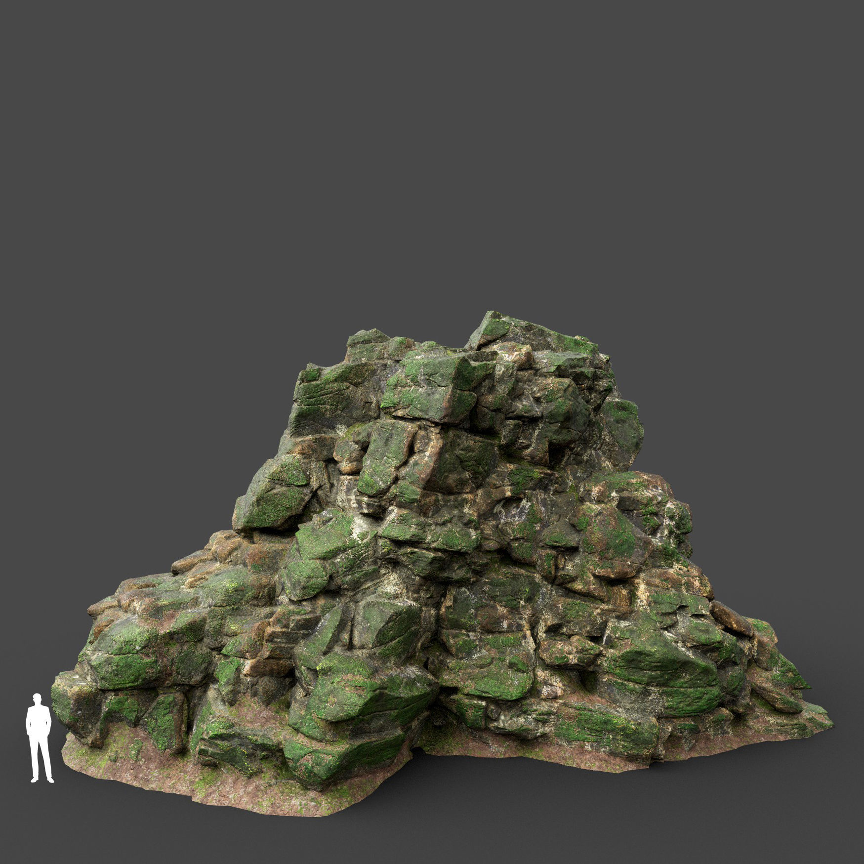 Low poly Mossy Jungle Cliff 210323 Low-poly 3D model_46