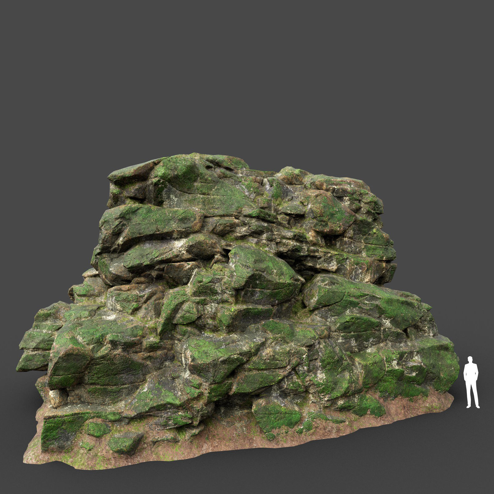 Low poly Mossy Jungle Cliff 210323 Low-poly 3D model_11