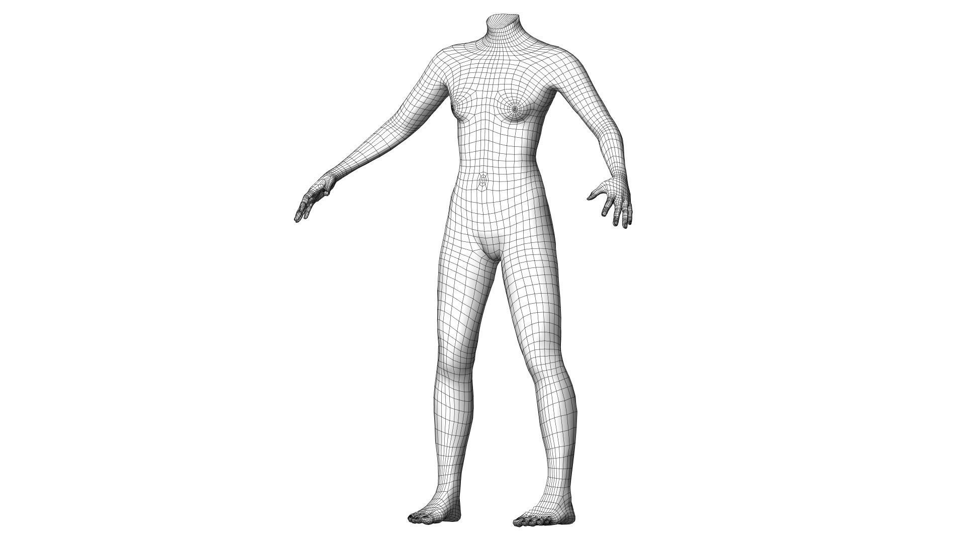 Character 01 High and Low-poly - Body Female 3D model_4
