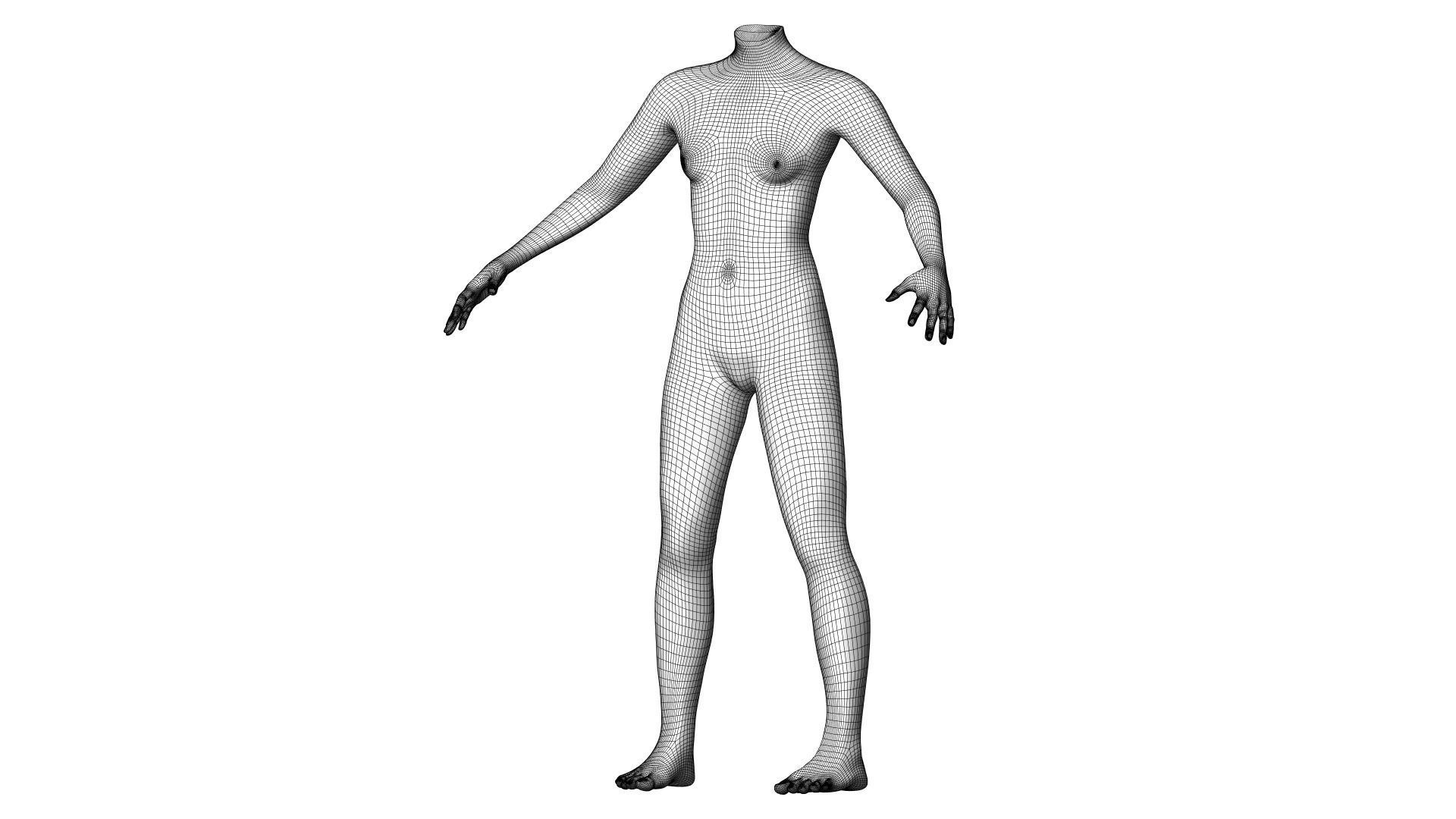 Character 01 High and Low-poly - Body Female 3D model_3
