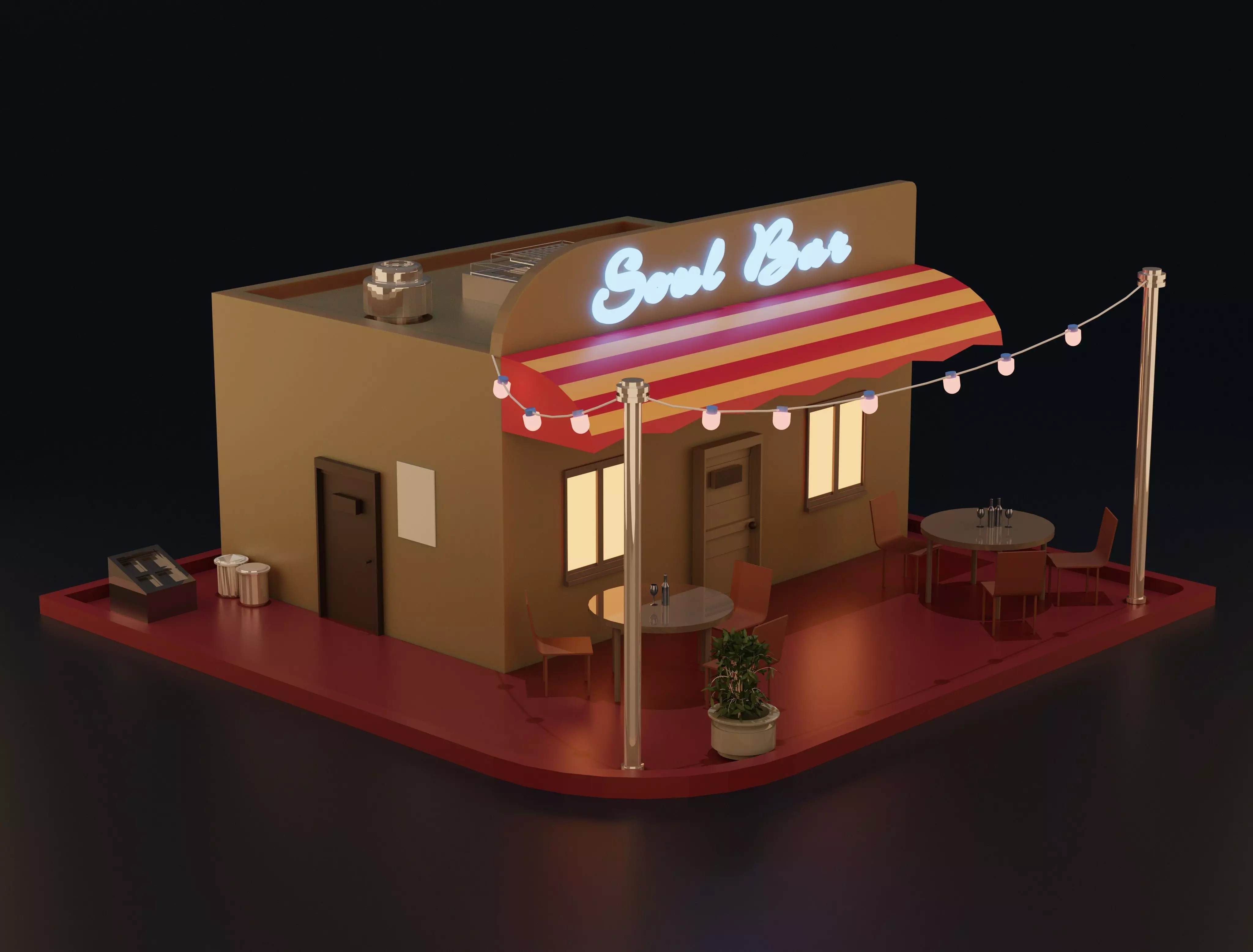 Bar Low Poly sweet Free 3D model_0