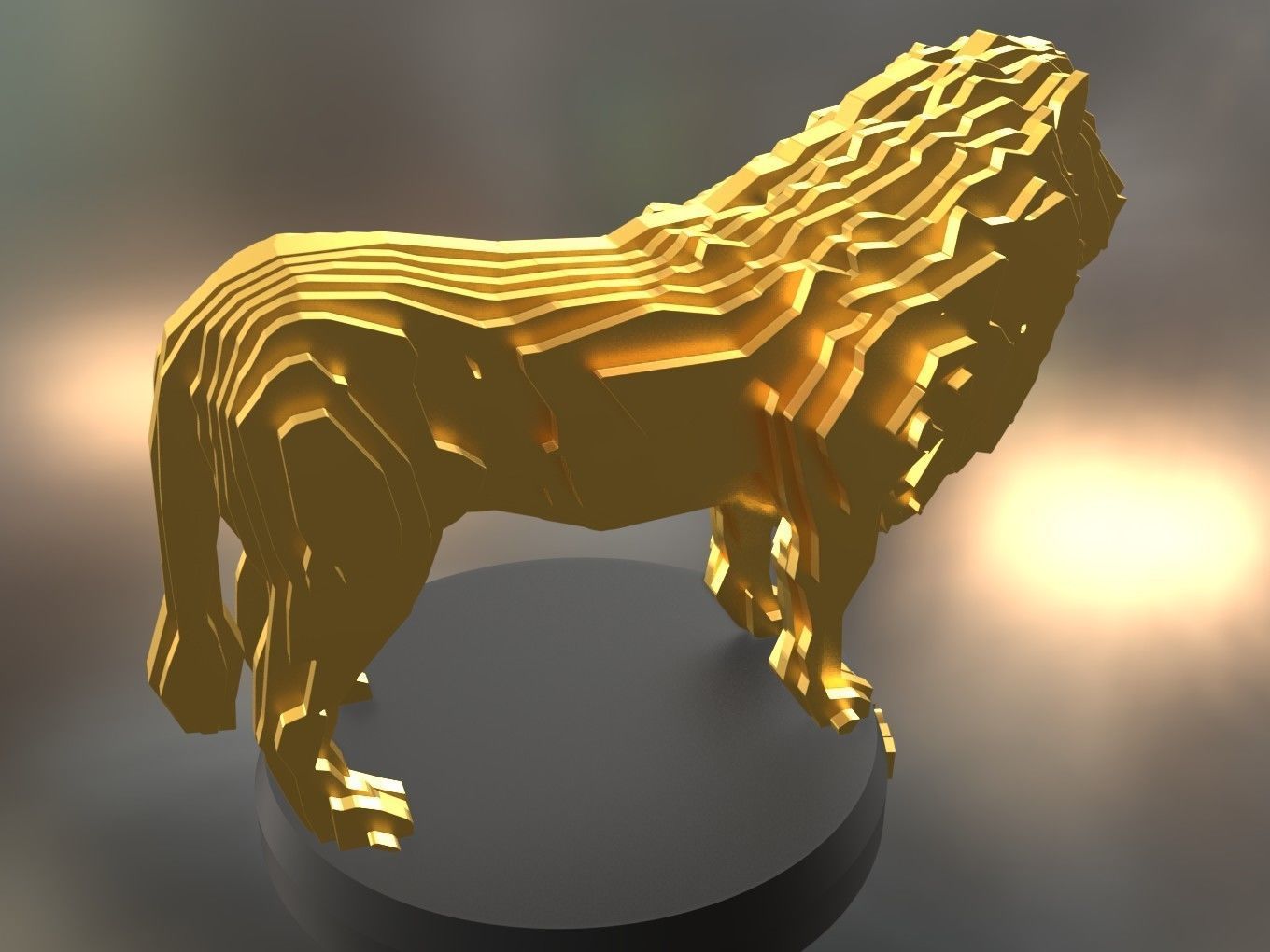 Parametric Lion Low-poly 3D model_3