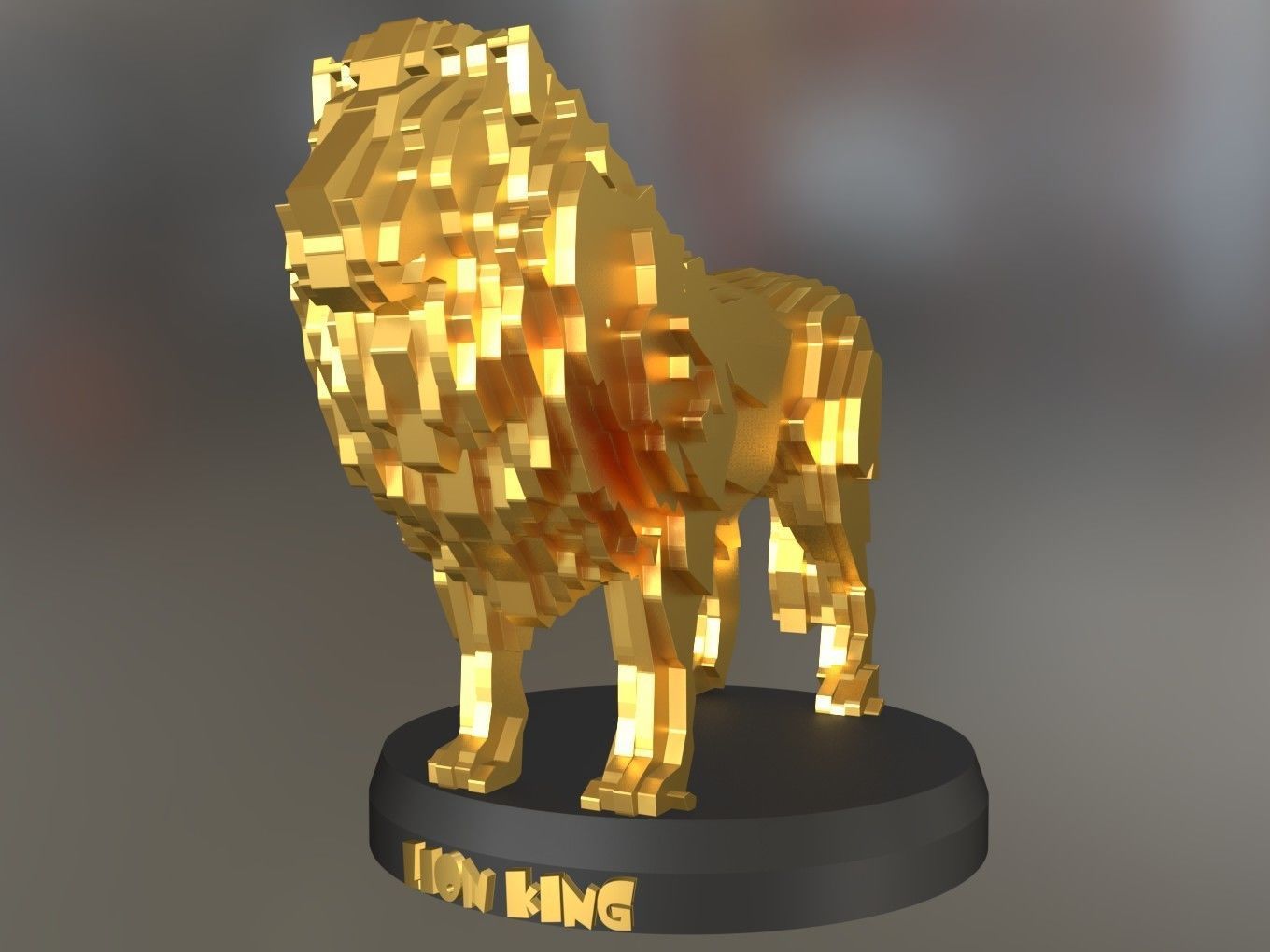 Parametric Lion Low-poly 3D model_7