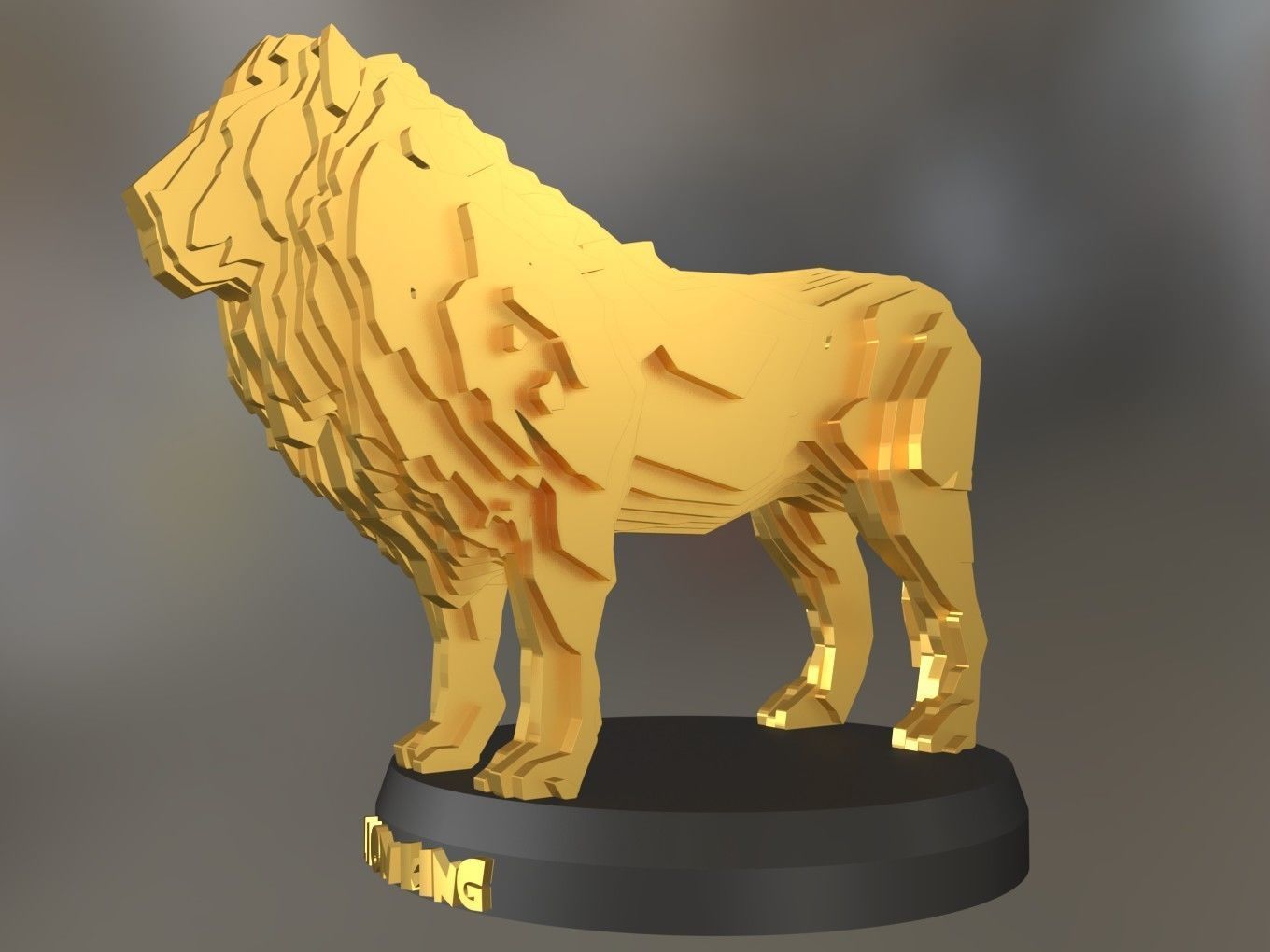 Parametric Lion Low-poly 3D model_6