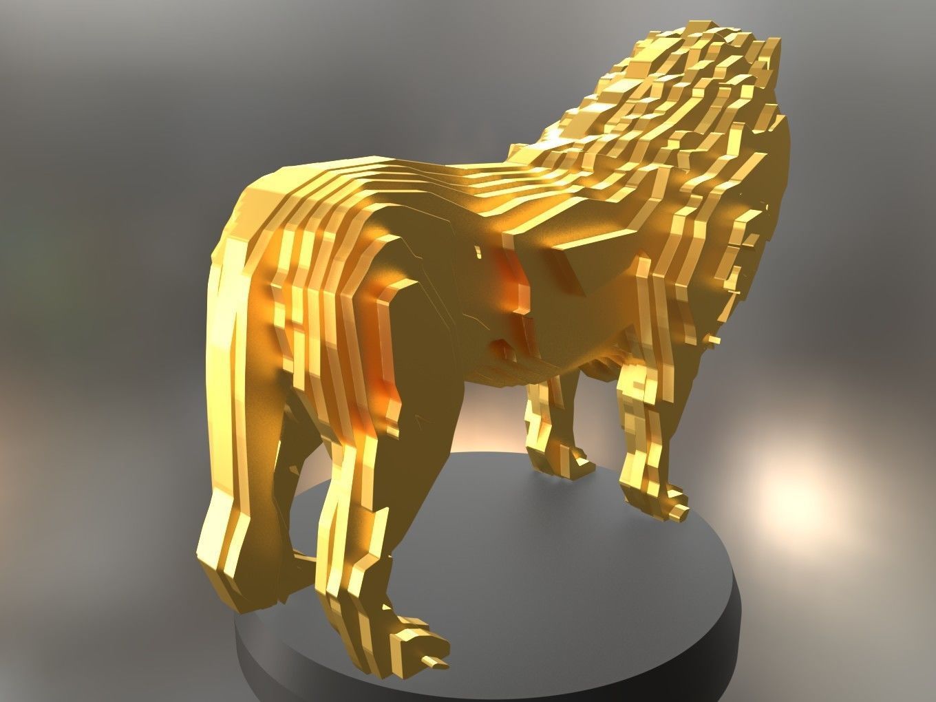 Parametric Lion Low-poly 3D model_4