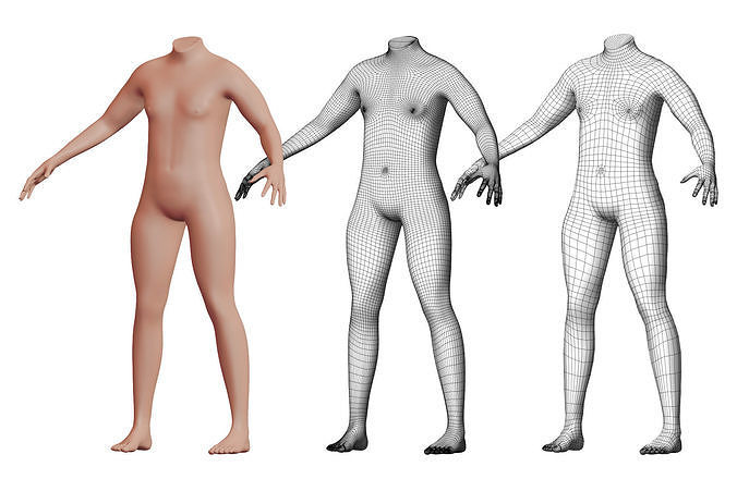 Character 02 High and Low-poly -  Body male 3D model