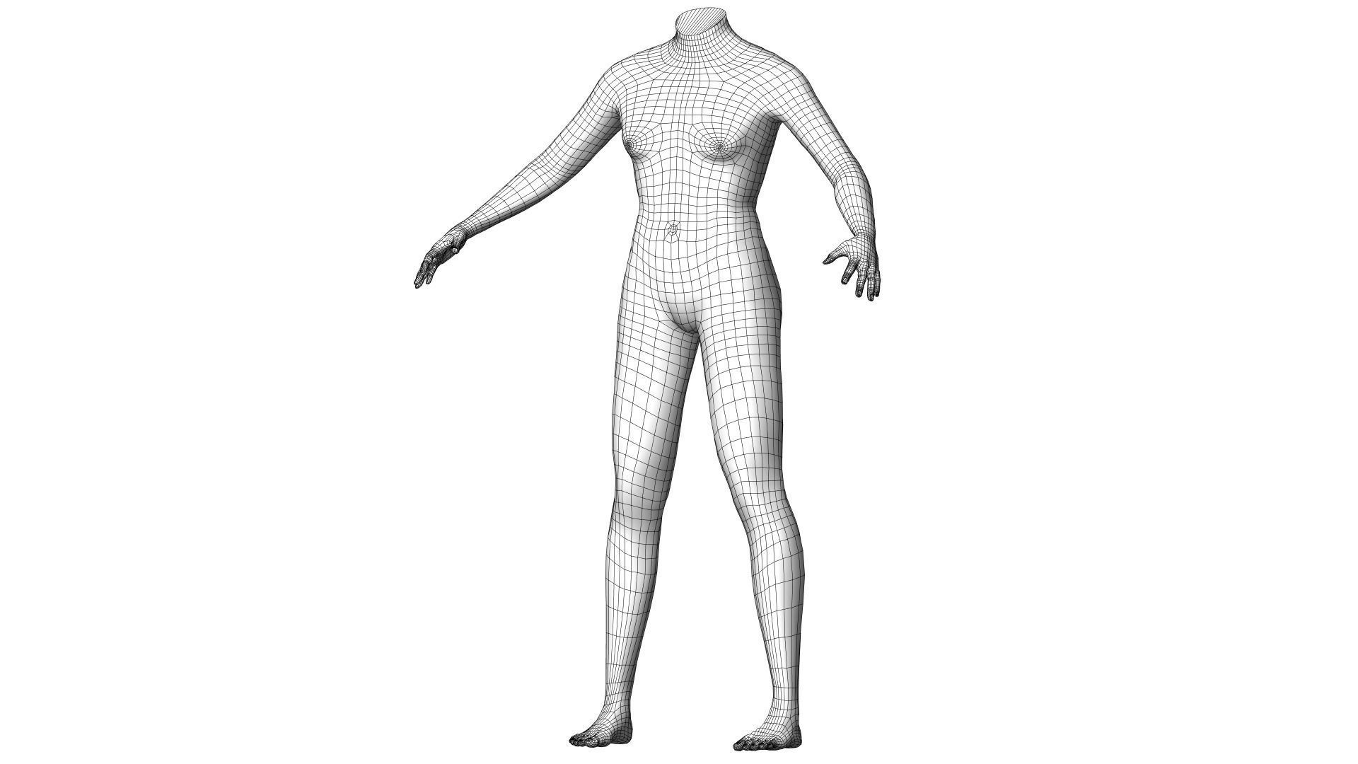 Character 03 High and Low-poly - Body Female 3D model_4