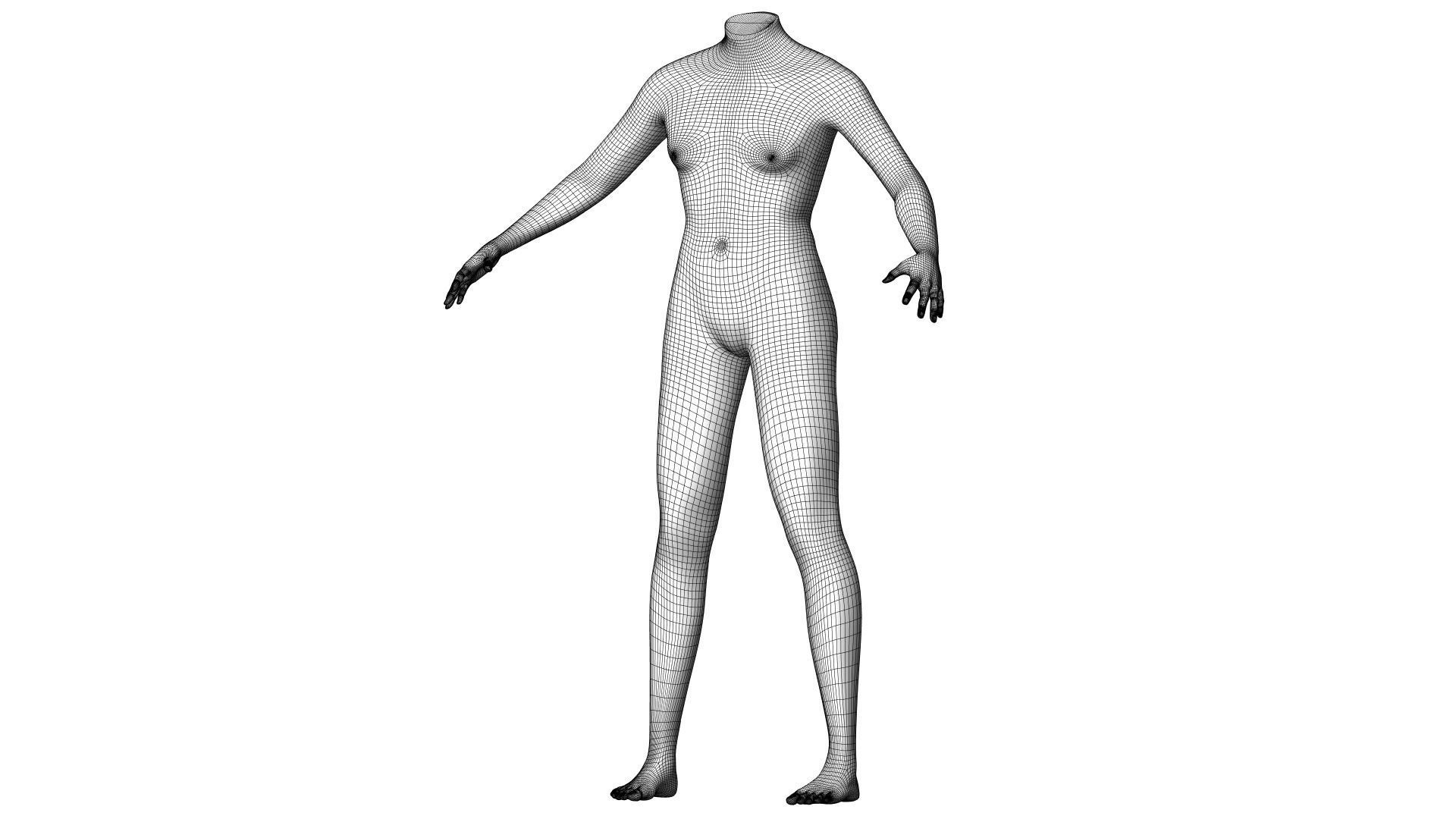 Character 03 High and Low-poly - Body Female 3D model_3