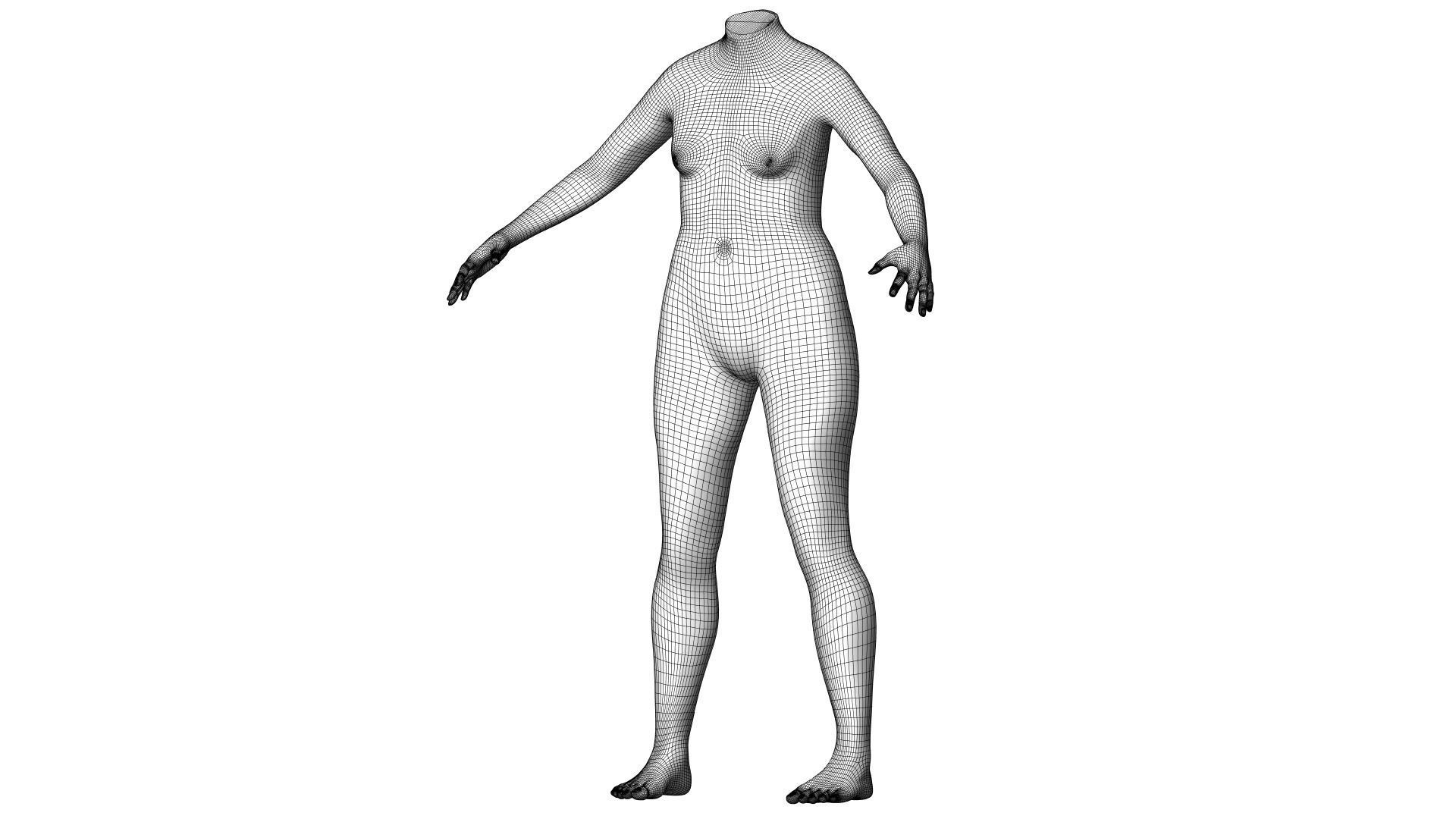 Character 04 High and Low-poly - Body Female 3D model_3