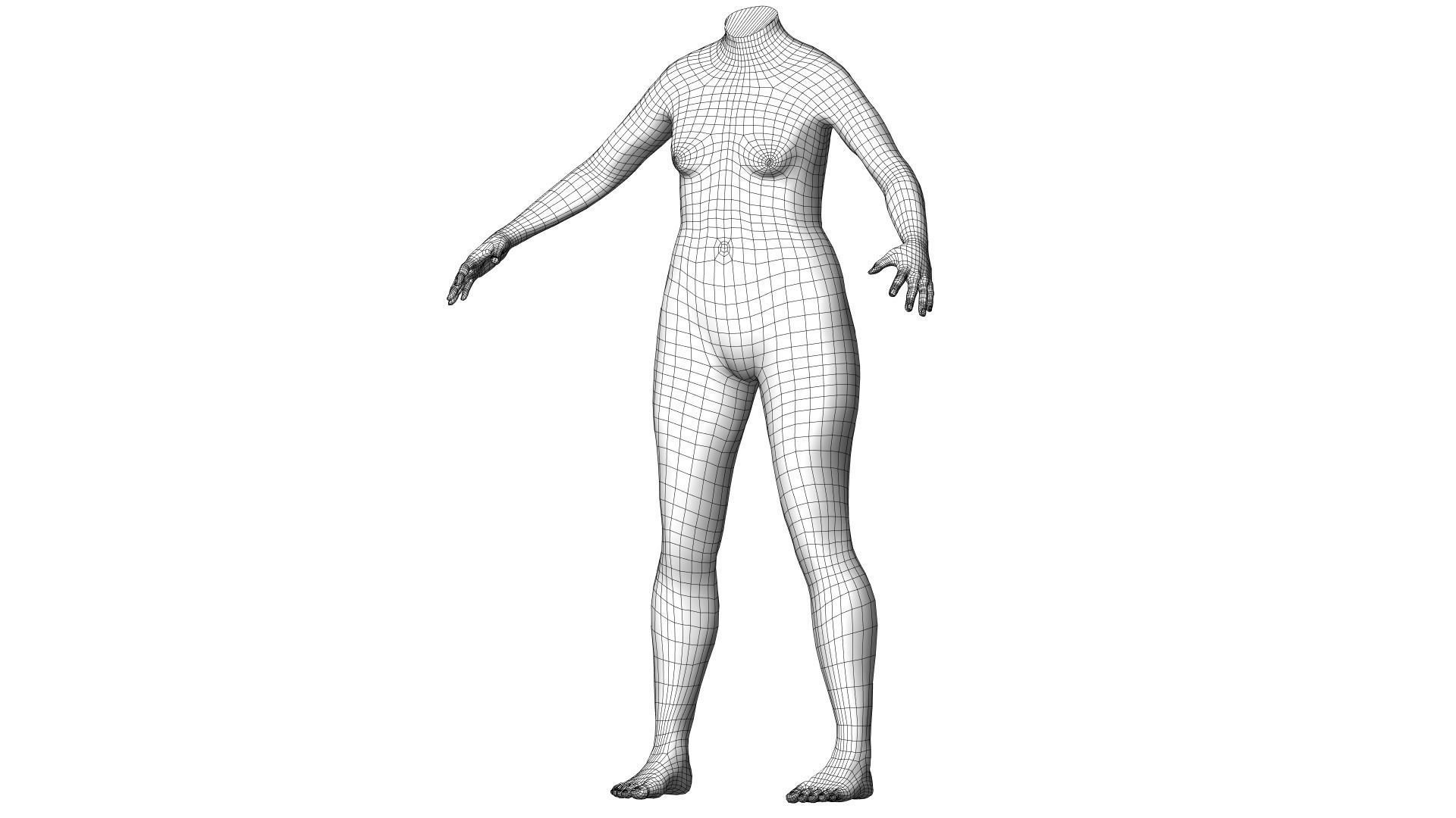 Character 04 High and Low-poly - Body Female 3D model_4