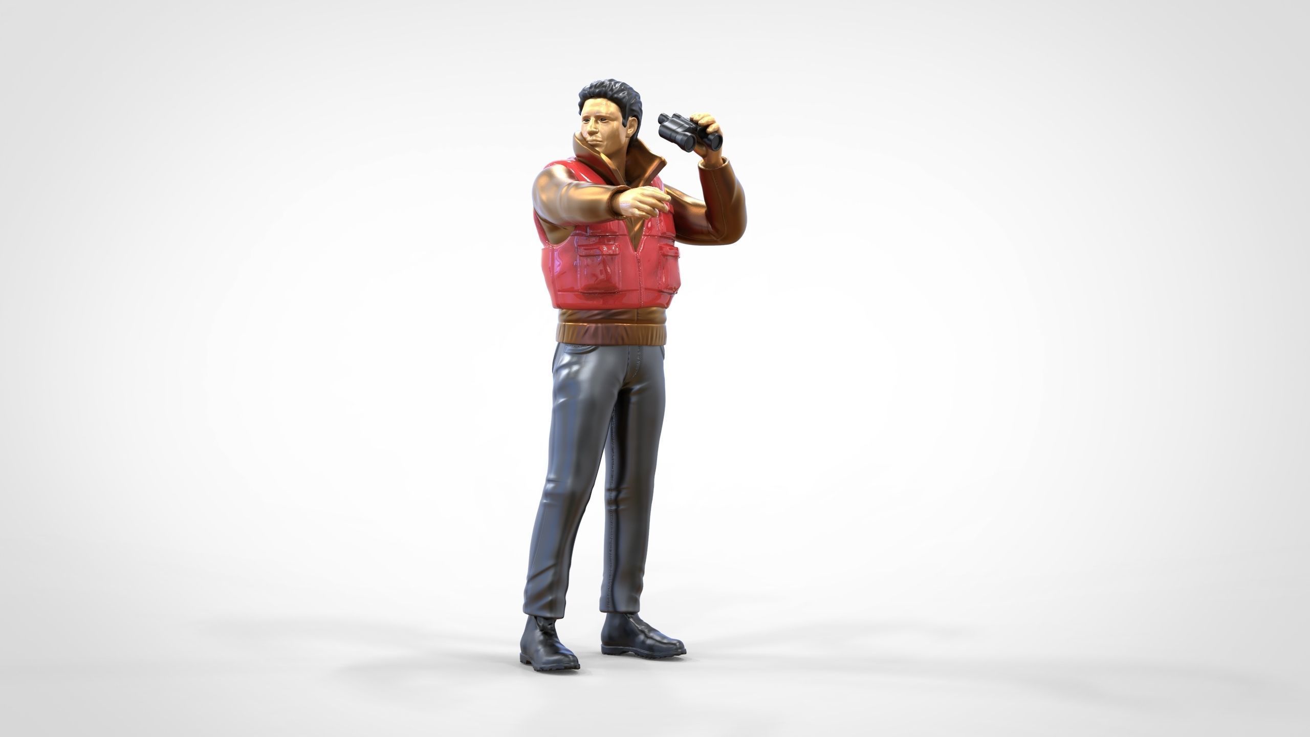 N2 Man on ship watching with Binoculars 3D print model_20