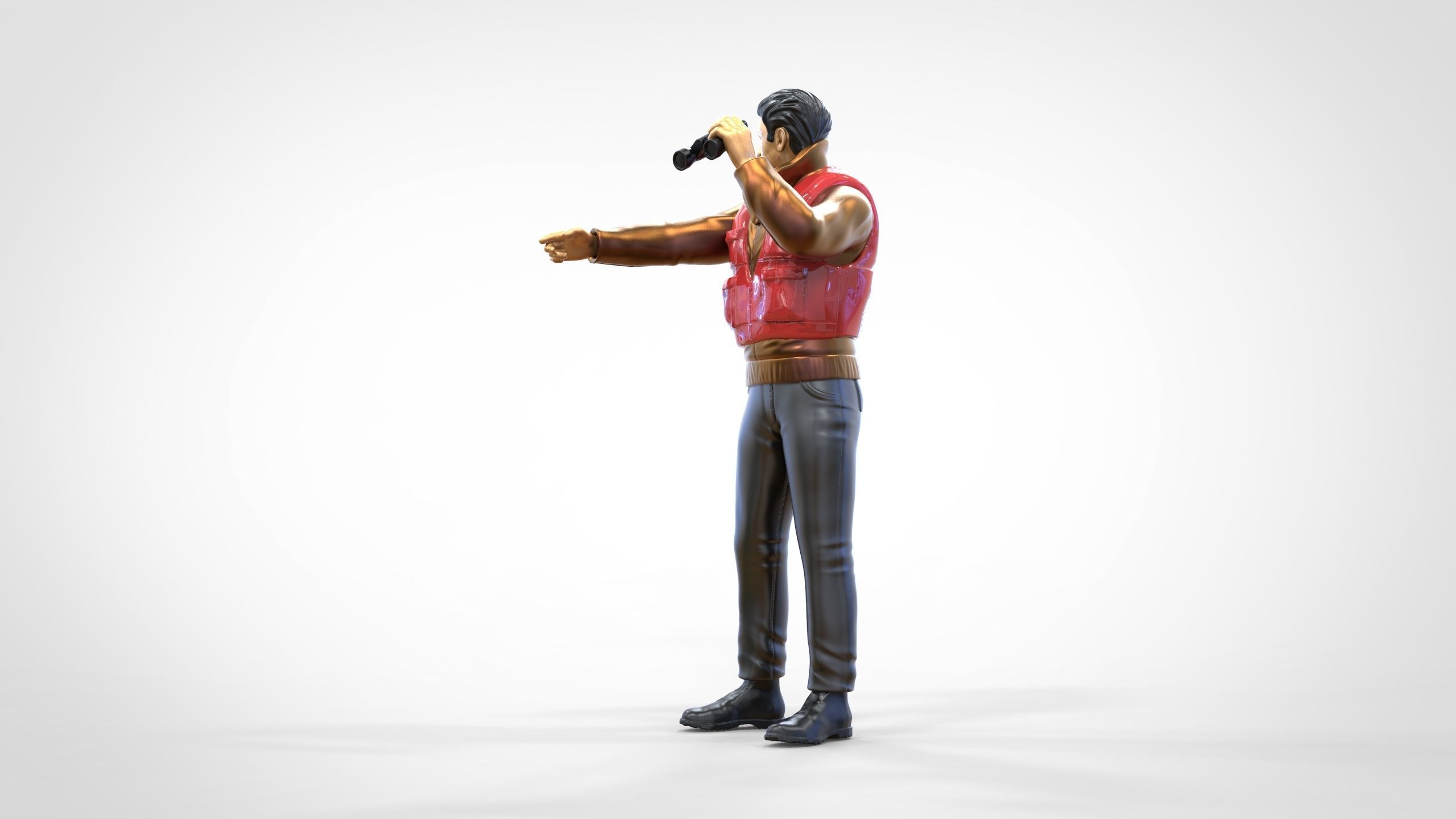 N2 Man on ship watching with Binoculars 3D print model_14