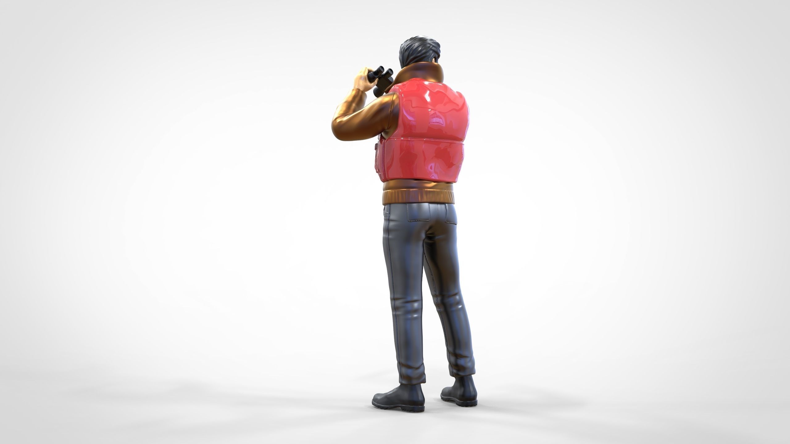 N2 Man on ship watching with Binoculars 3D print model_9