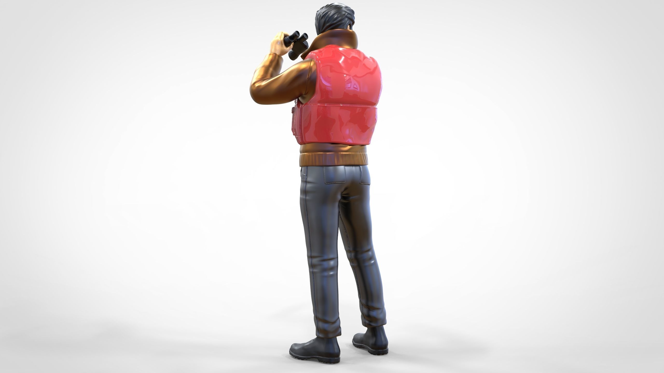 N2 Man on ship watching with Binoculars 3D print model_3