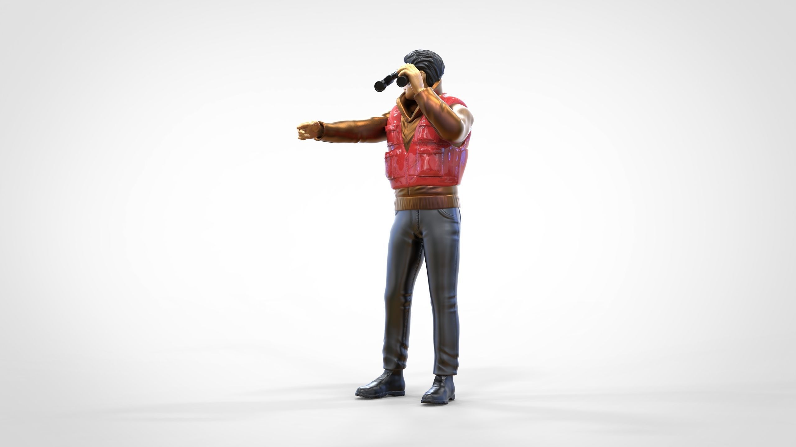 N2 Man on ship watching with Binoculars 3D print model_15