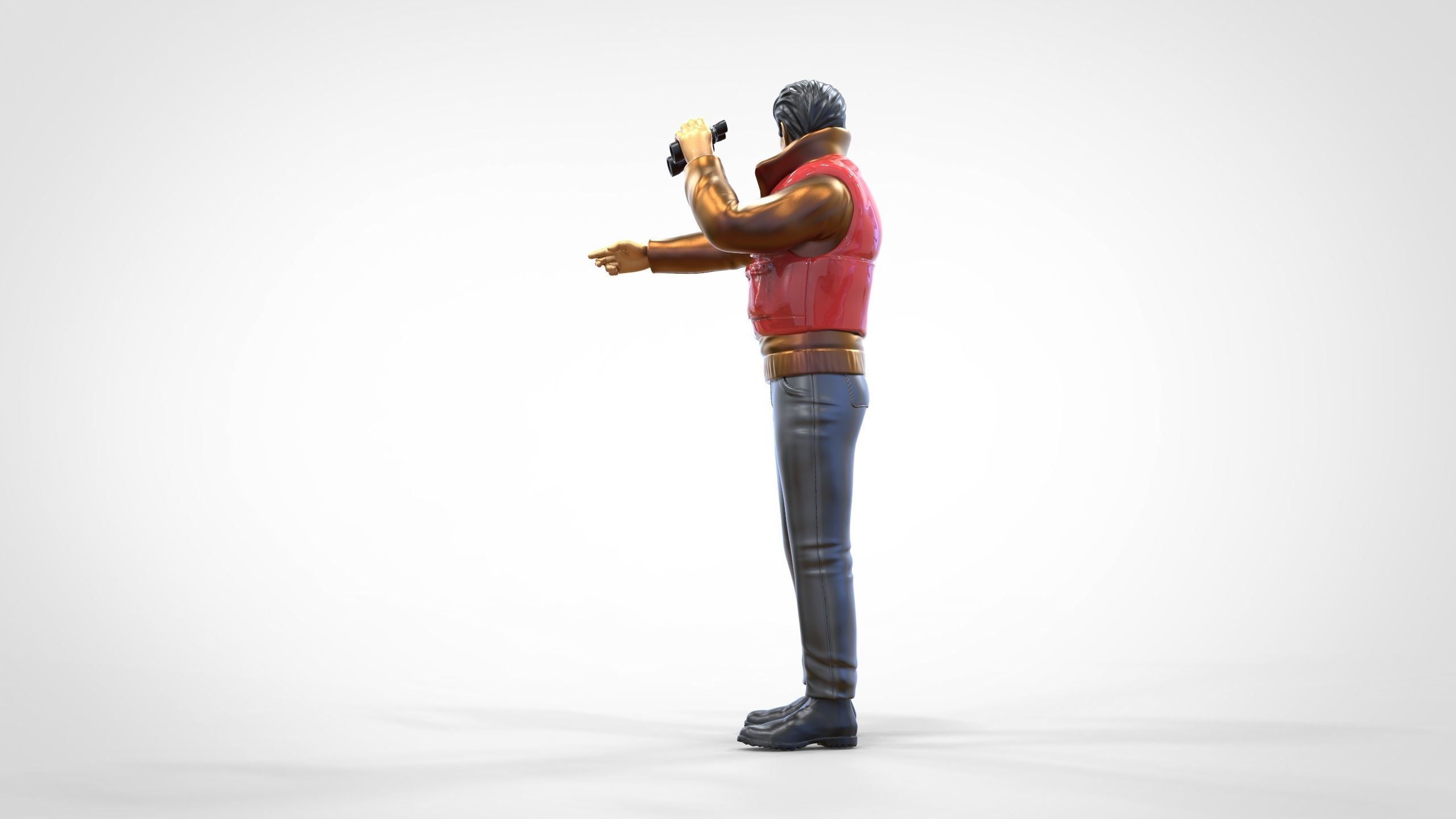 N2 Man on ship watching with Binoculars 3D print model_12