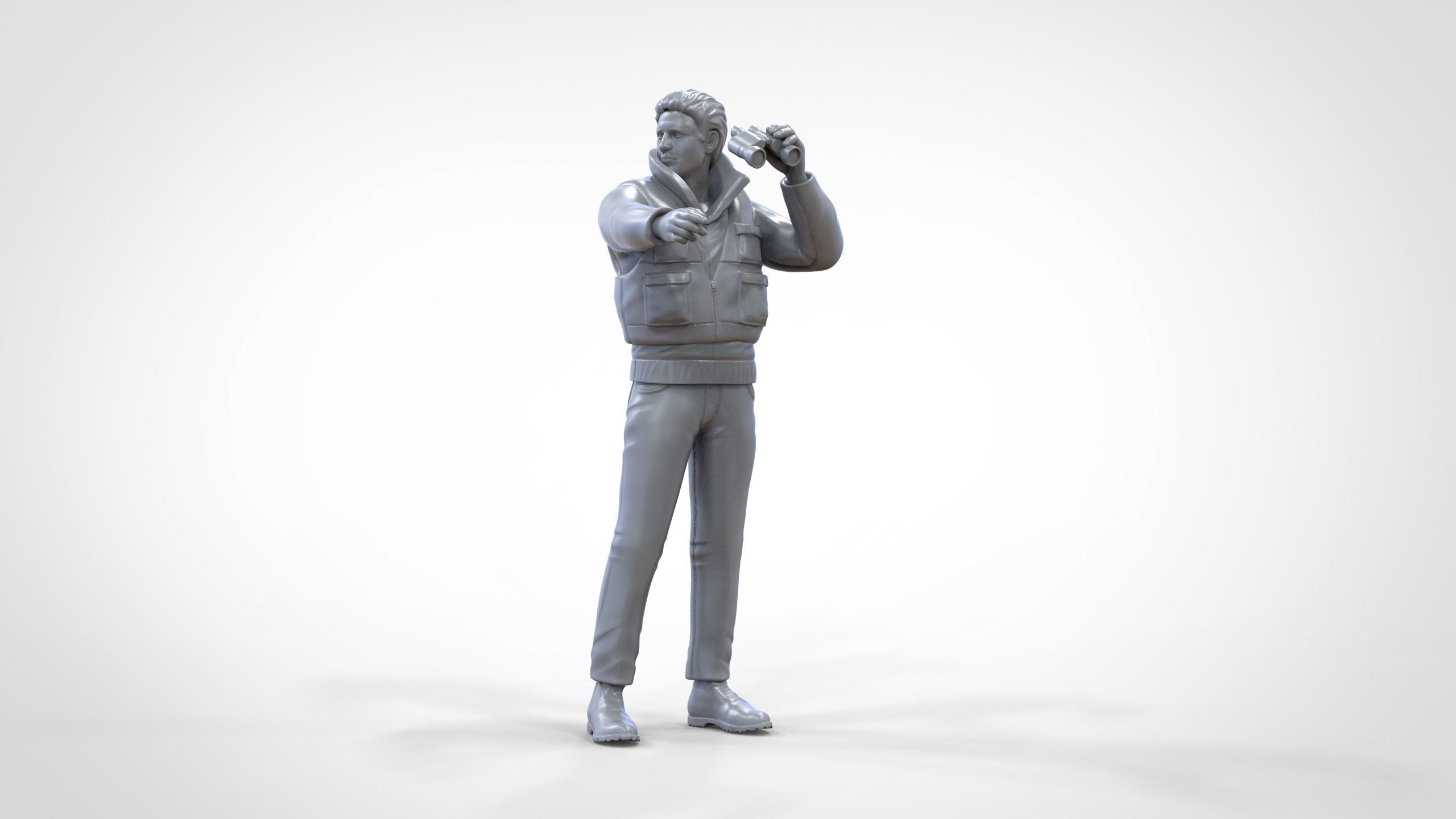 N2 Man on ship watching with Binoculars 3D print model_29