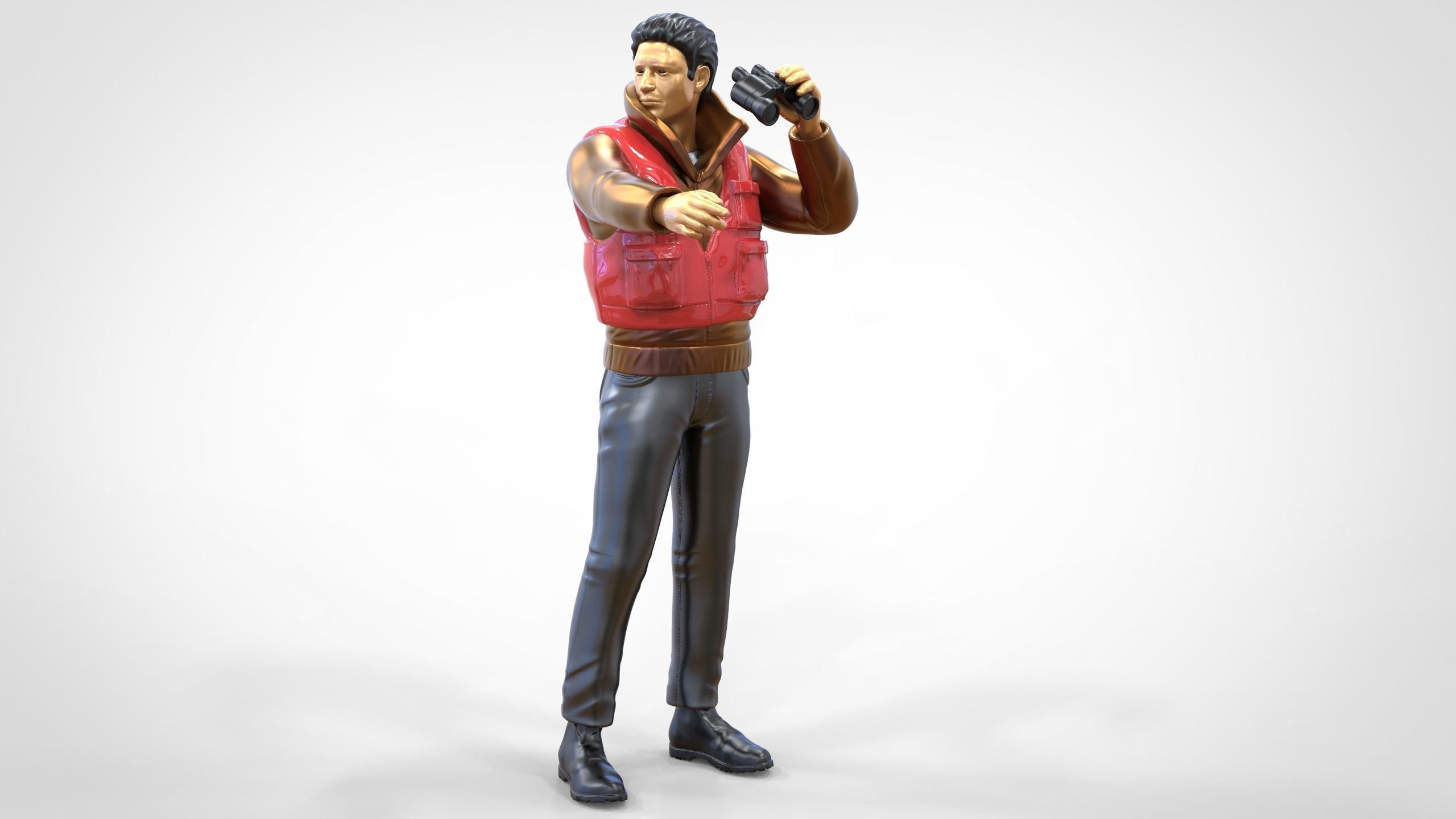 N2 Man on ship watching with Binoculars 3D print model_30