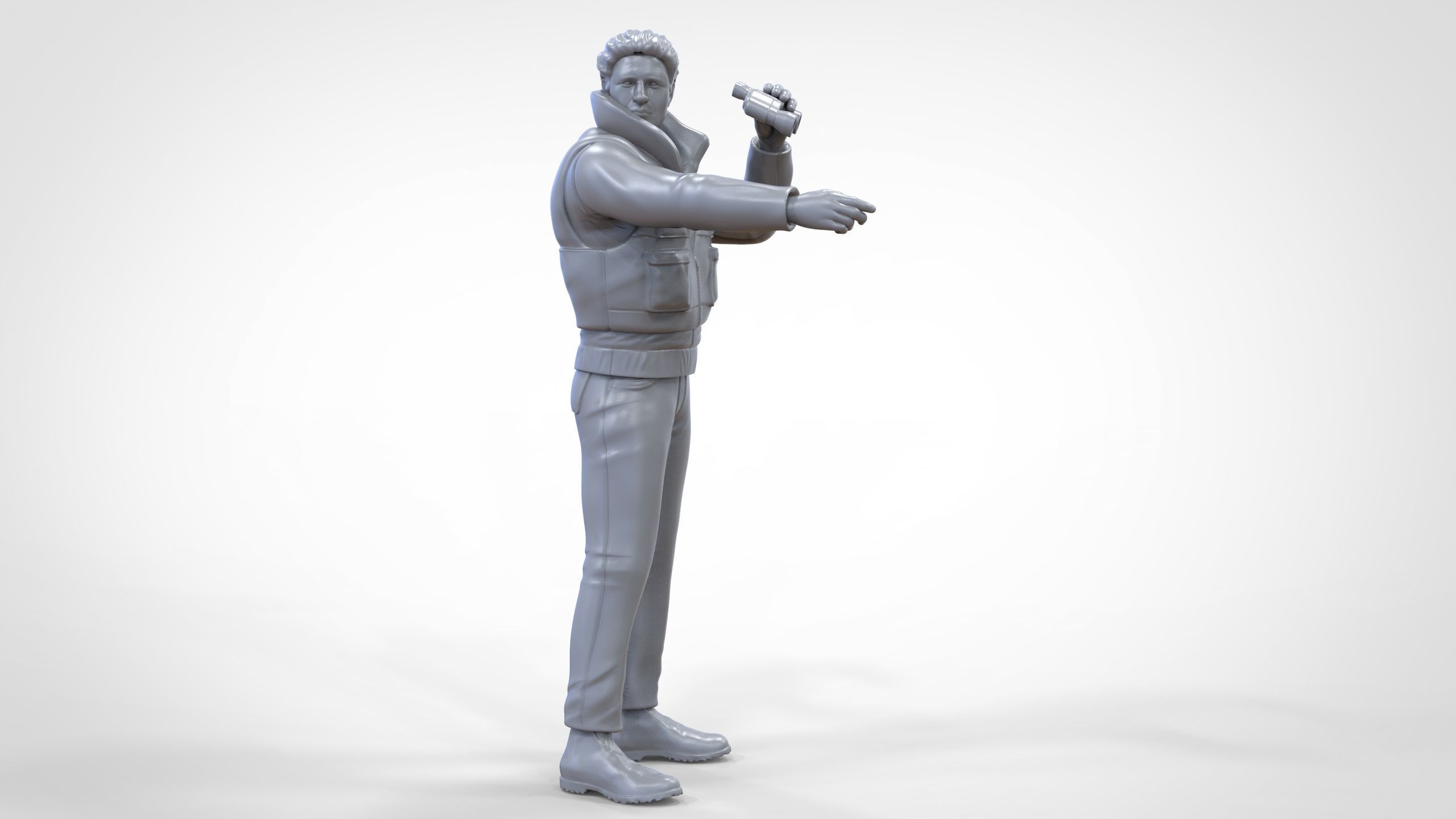 N2 Man on ship watching with Binoculars 3D print model_1