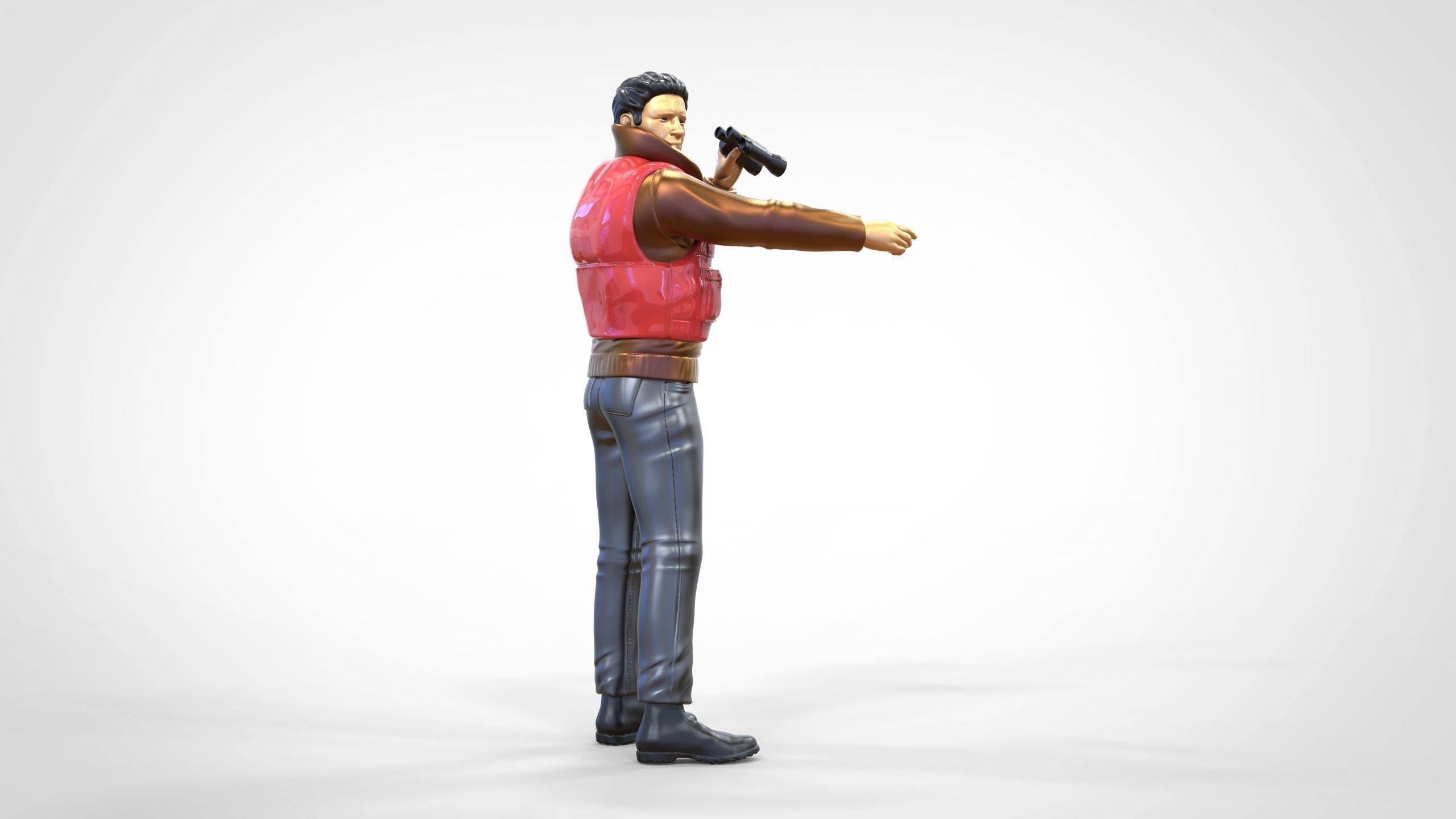 N2 Man on ship watching with Binoculars 3D print model_4