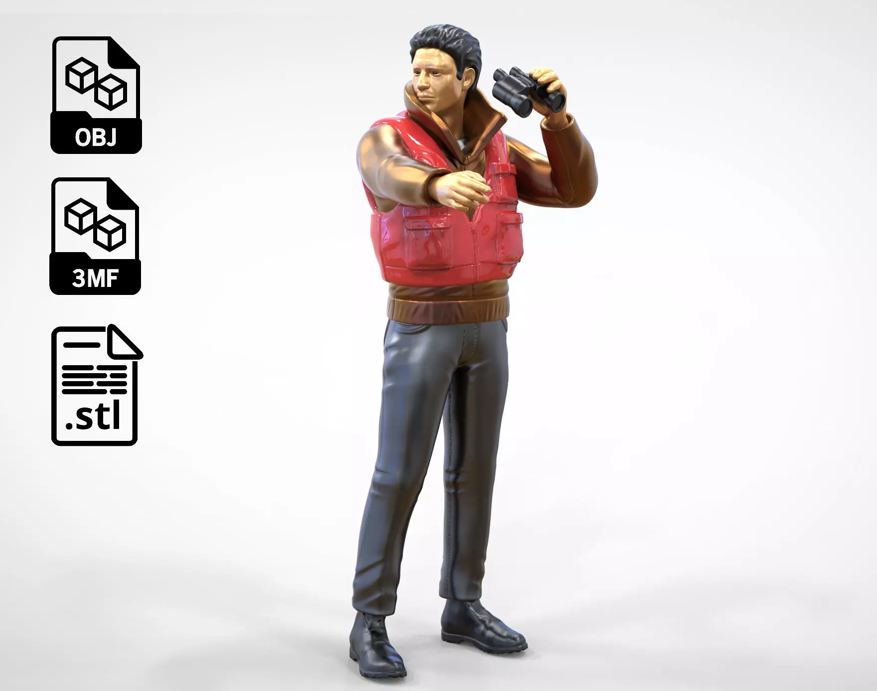 N2 Man on ship watching with Binoculars 3D print model_0