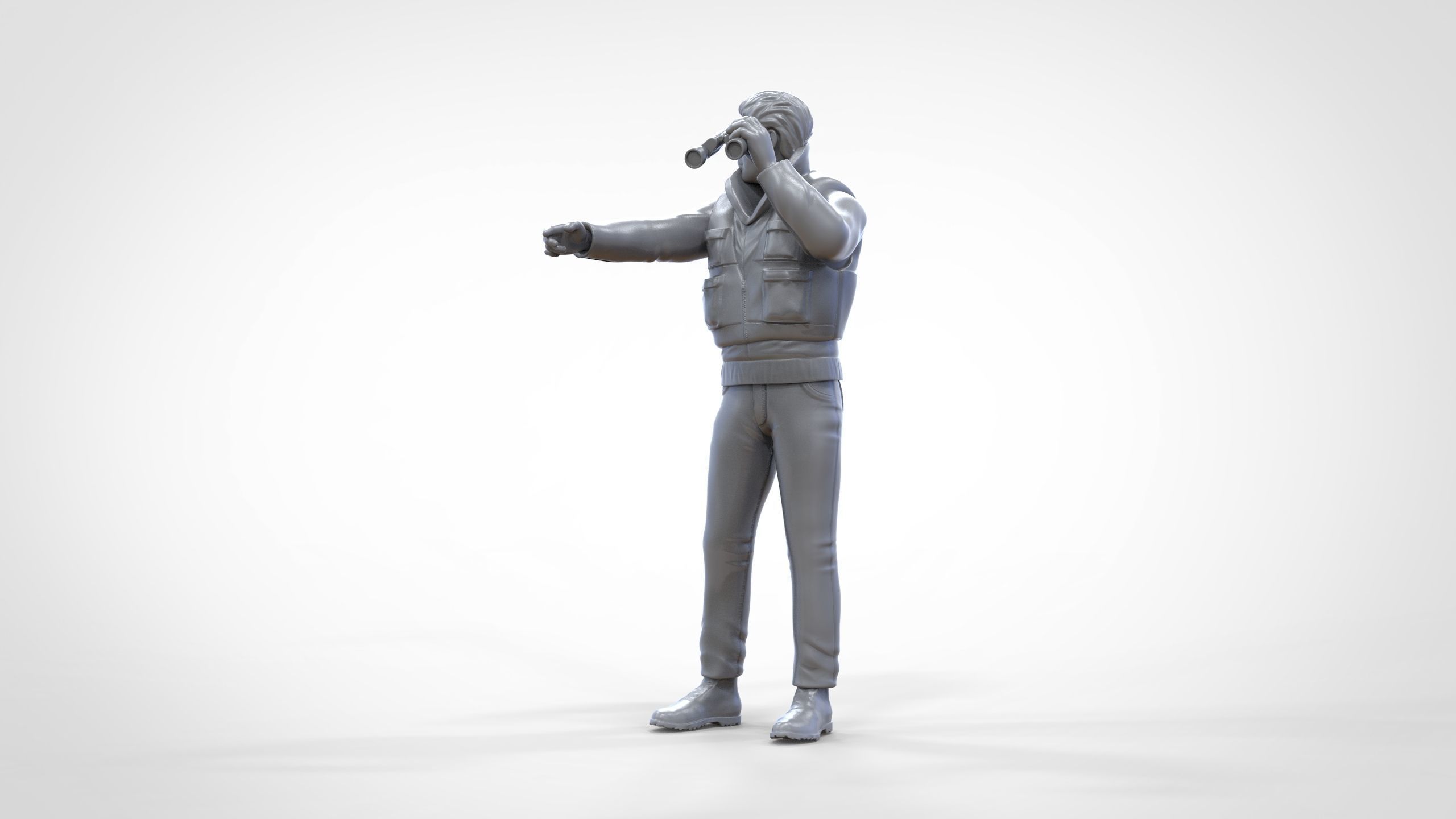 N2 Man on ship watching with Binoculars 3D print model_27