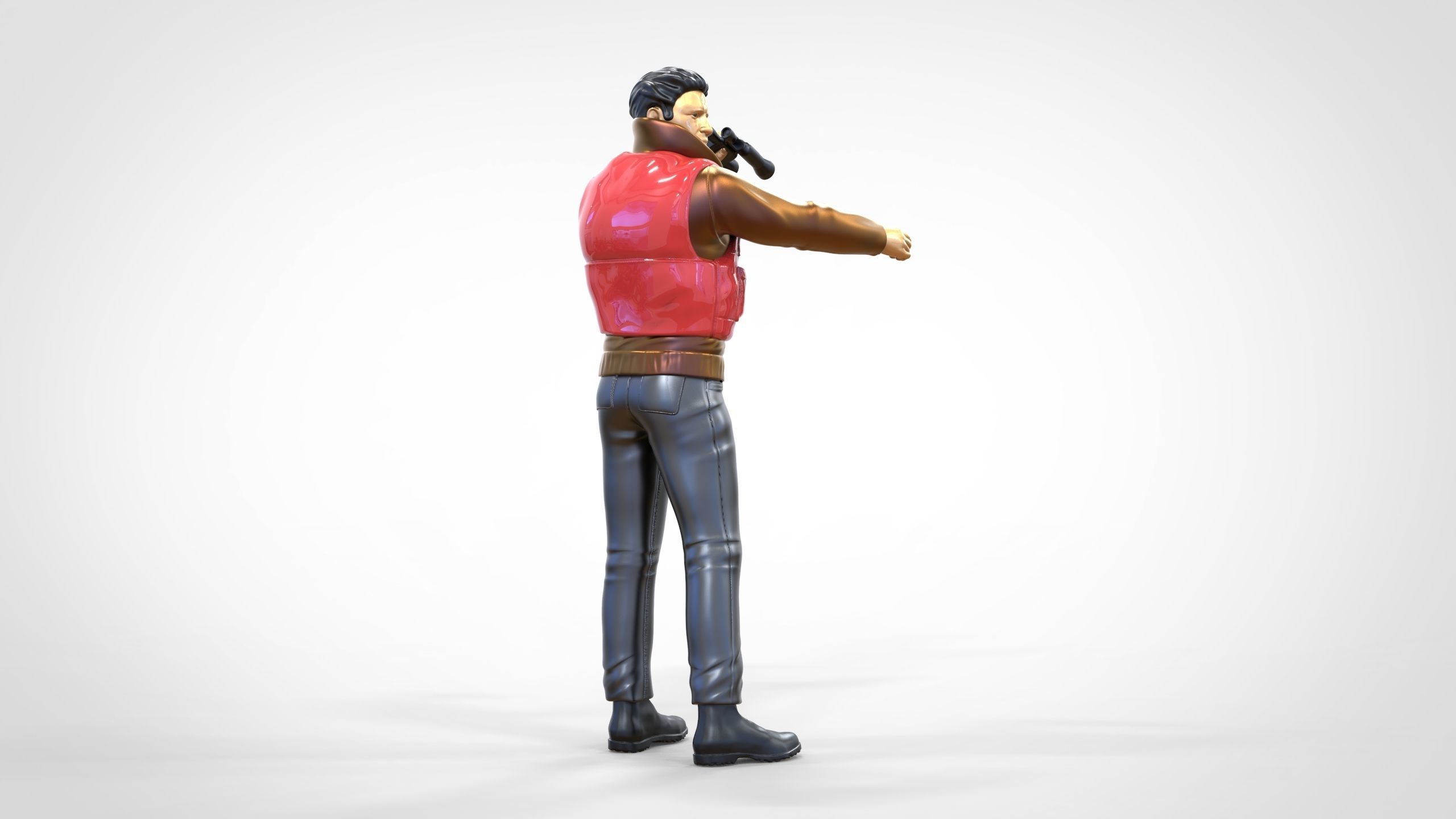 N2 Man on ship watching with Binoculars 3D print model_5