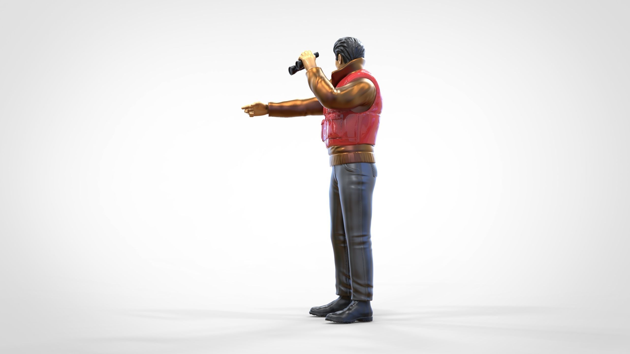 N2 Man on ship watching with Binoculars 3D print model_13