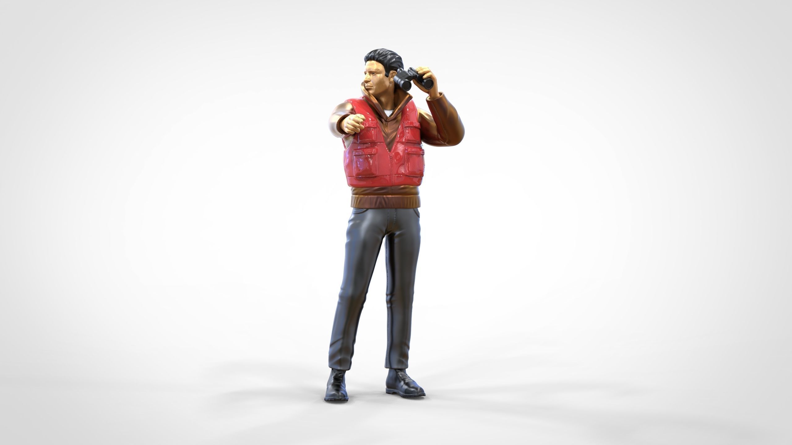 N2 Man on ship watching with Binoculars 3D print model_18