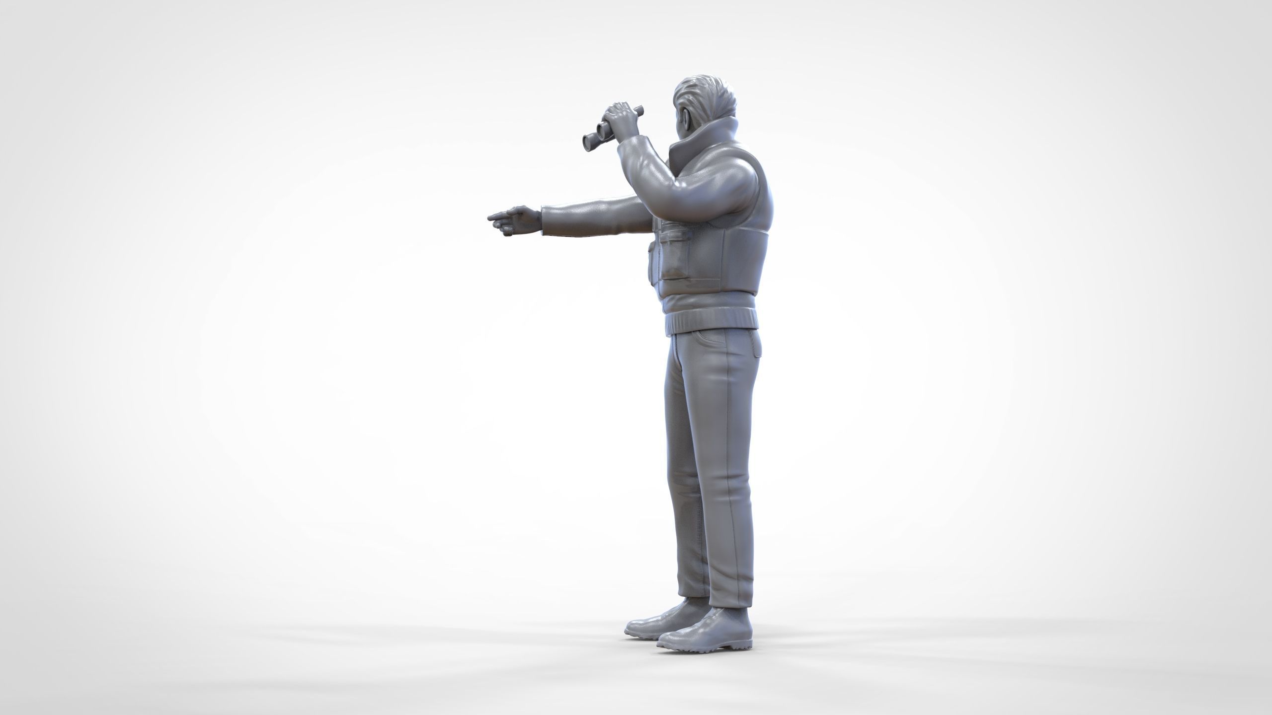 N2 Man on ship watching with Binoculars 3D print model_26