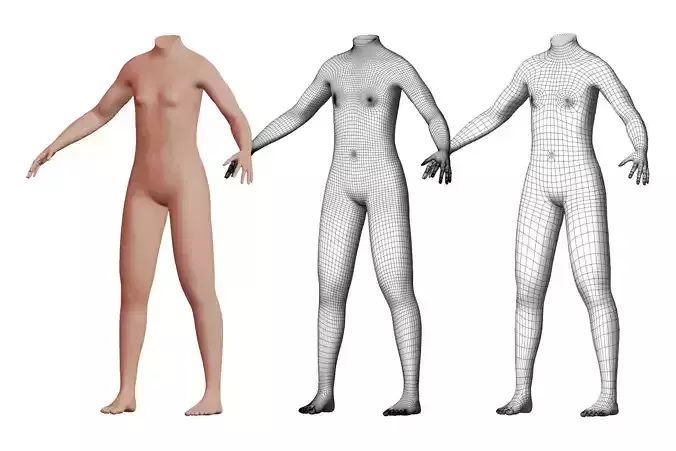 Character 05 High and Low-poly -  Body female