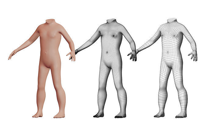 Character 06 High and Low-poly -  Body child 3D model