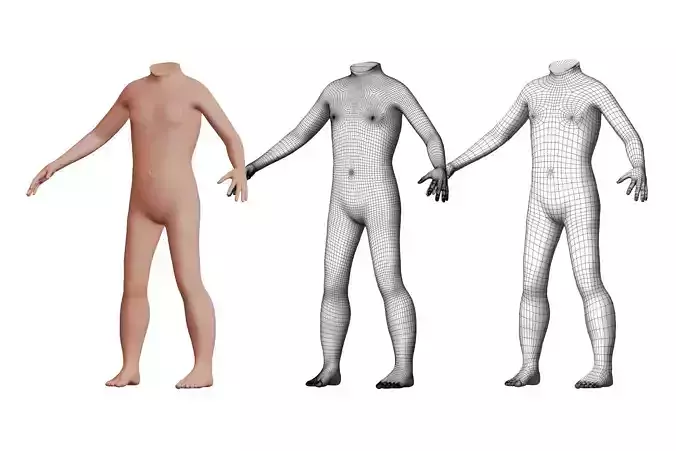 Character 06 High and Low-poly -  Body child 3D model