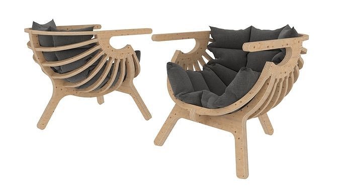 Parametric chair on three legs 3D model