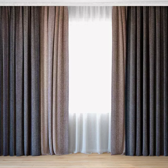 Curtains 40 Curtains with Tulle 3D model