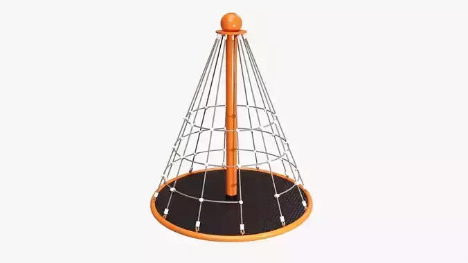 Playground carousel with rope climber 