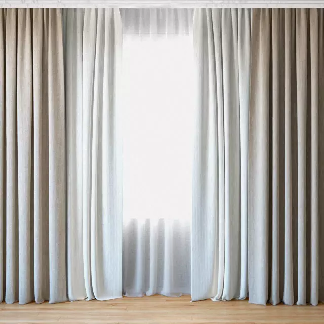 Curtains 46 Curtains with Tulle 3D model
