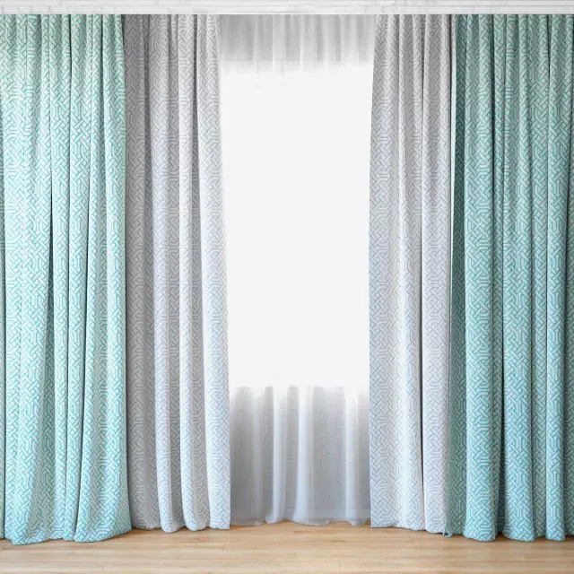 Curtains 54 Curtains with Tulle 3D model
