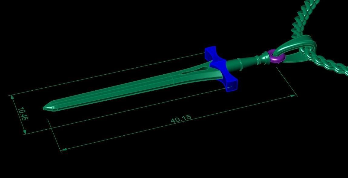 beautyful pendant sword 3D print model_2