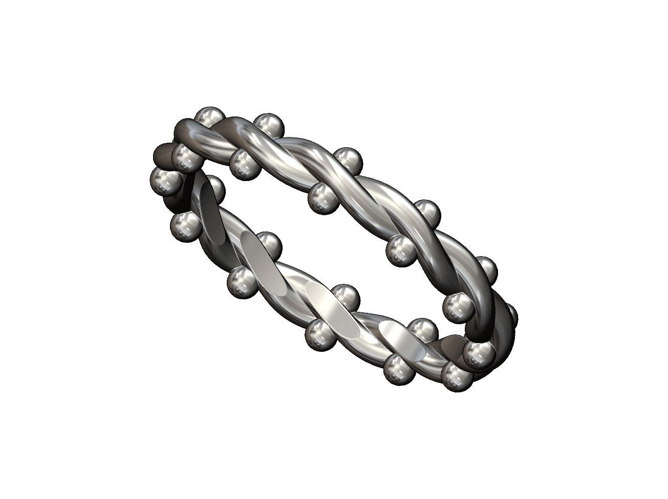 Twisted wire and beads ring US size 4to10 3D print model_10